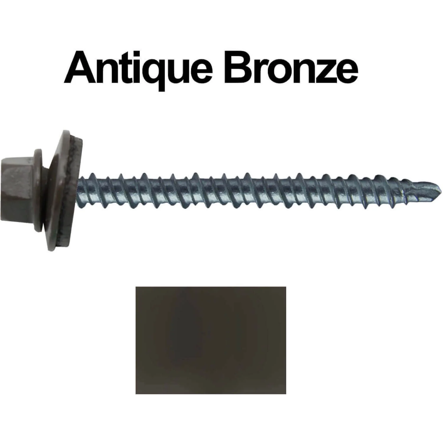 #10 x 2-1/2" Mini Driller Sheet Metal Roofing Screw - Hex Washer Head -  Self starting metal to wood siding screws. EPDM washer. Colored head. - Image 8