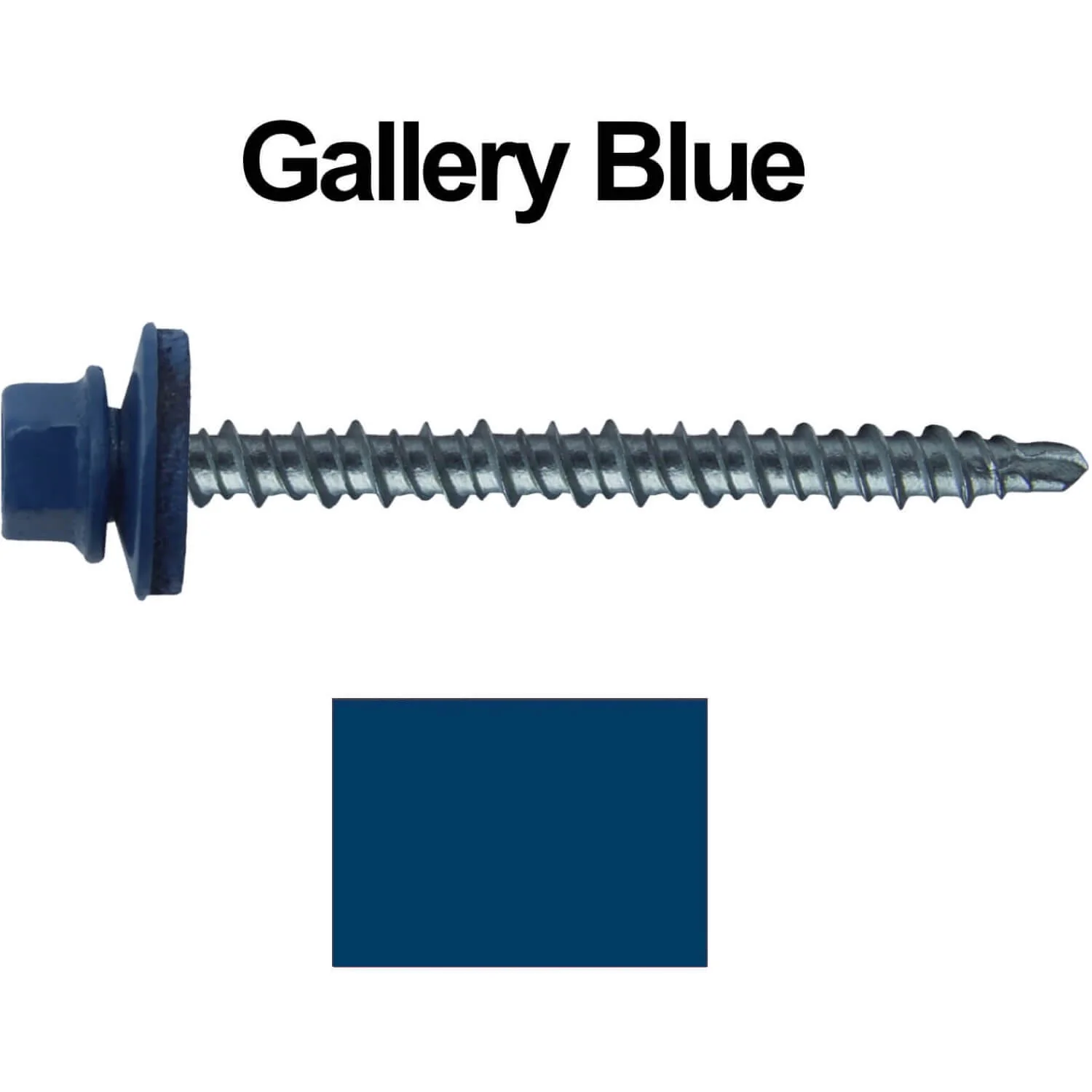 #10 x 2-1/2" Mini Driller Sheet Metal Roofing Screw - Hex Washer Head -  Self starting metal to wood siding screws. EPDM washer. Colored head. - Image 88