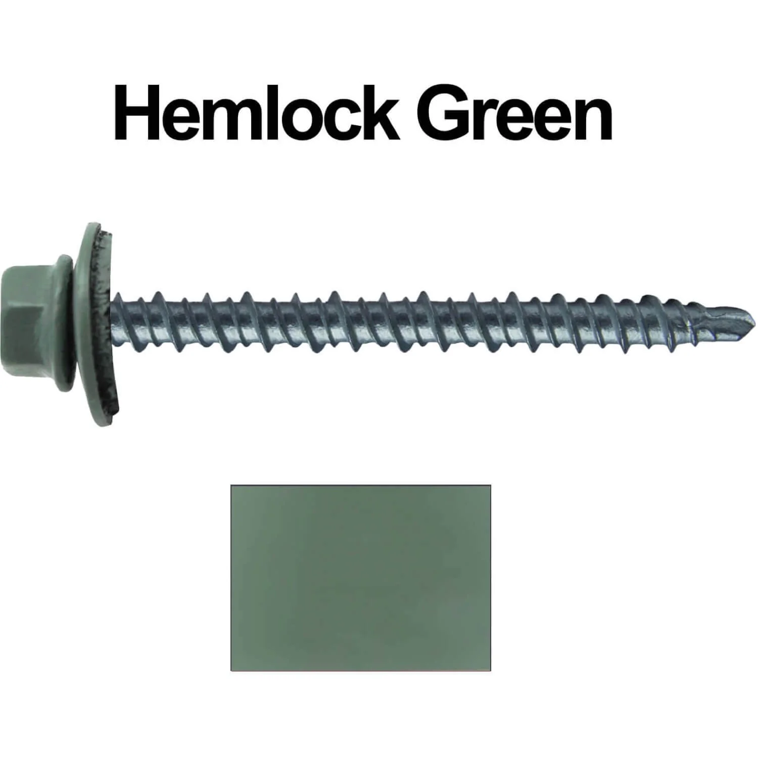 #10 x 2-1/2" Mini Driller Sheet Metal Roofing Screw - Hex Washer Head -  Self starting metal to wood siding screws. EPDM washer. Colored head. - Image 91