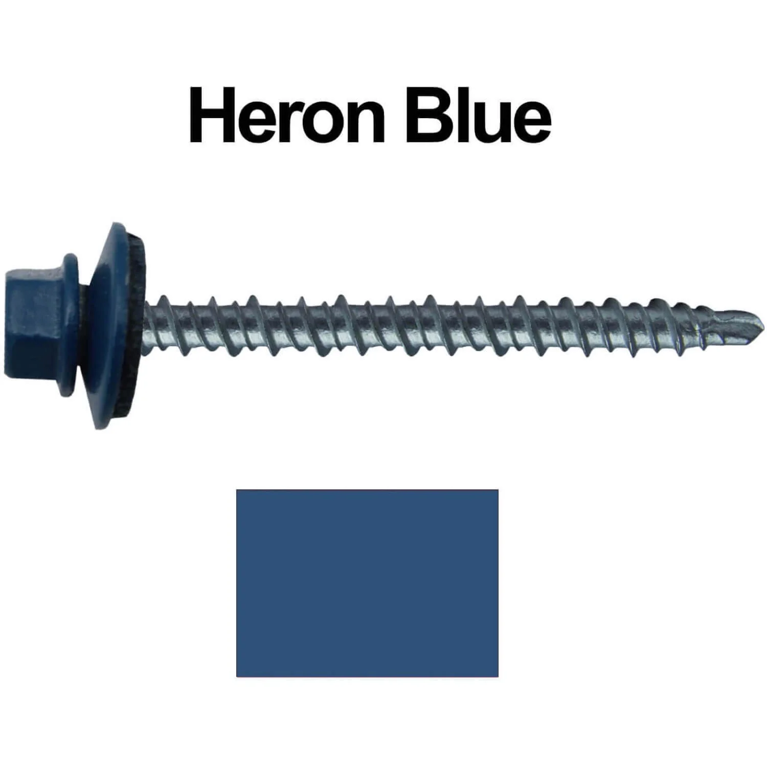 #10 x 2-1/2" Mini Driller Sheet Metal Roofing Screw - Hex Washer Head -  Self starting metal to wood siding screws. EPDM washer. Colored head. - Image 94
