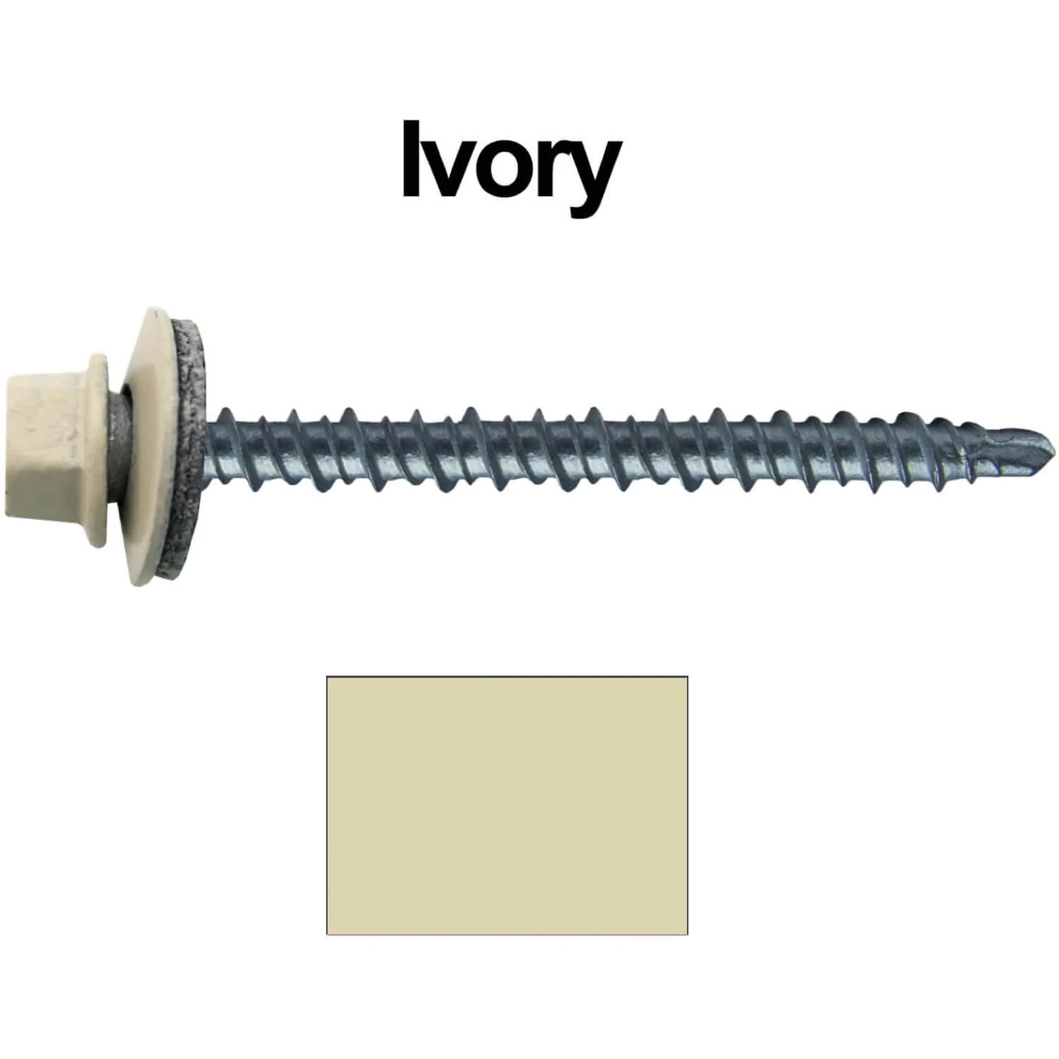 #10 x 2-1/2" Mini Driller Sheet Metal Roofing Screw - Hex Washer Head -  Self starting metal to wood siding screws. EPDM washer. Colored head. - Image 96