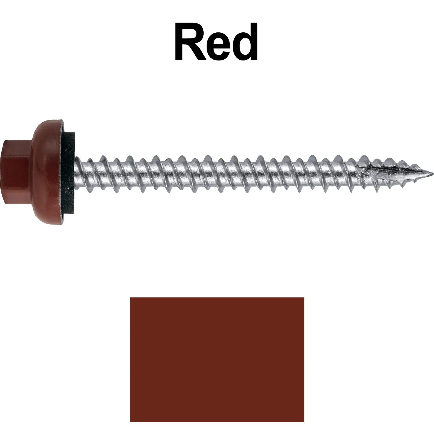 10 X 2“ HI-LO Zinc Aluminum Cap Metal Roofing Screws - Hex Washer Head - Self starting/self tapping - EPDM washer. Colored head. - Image 40