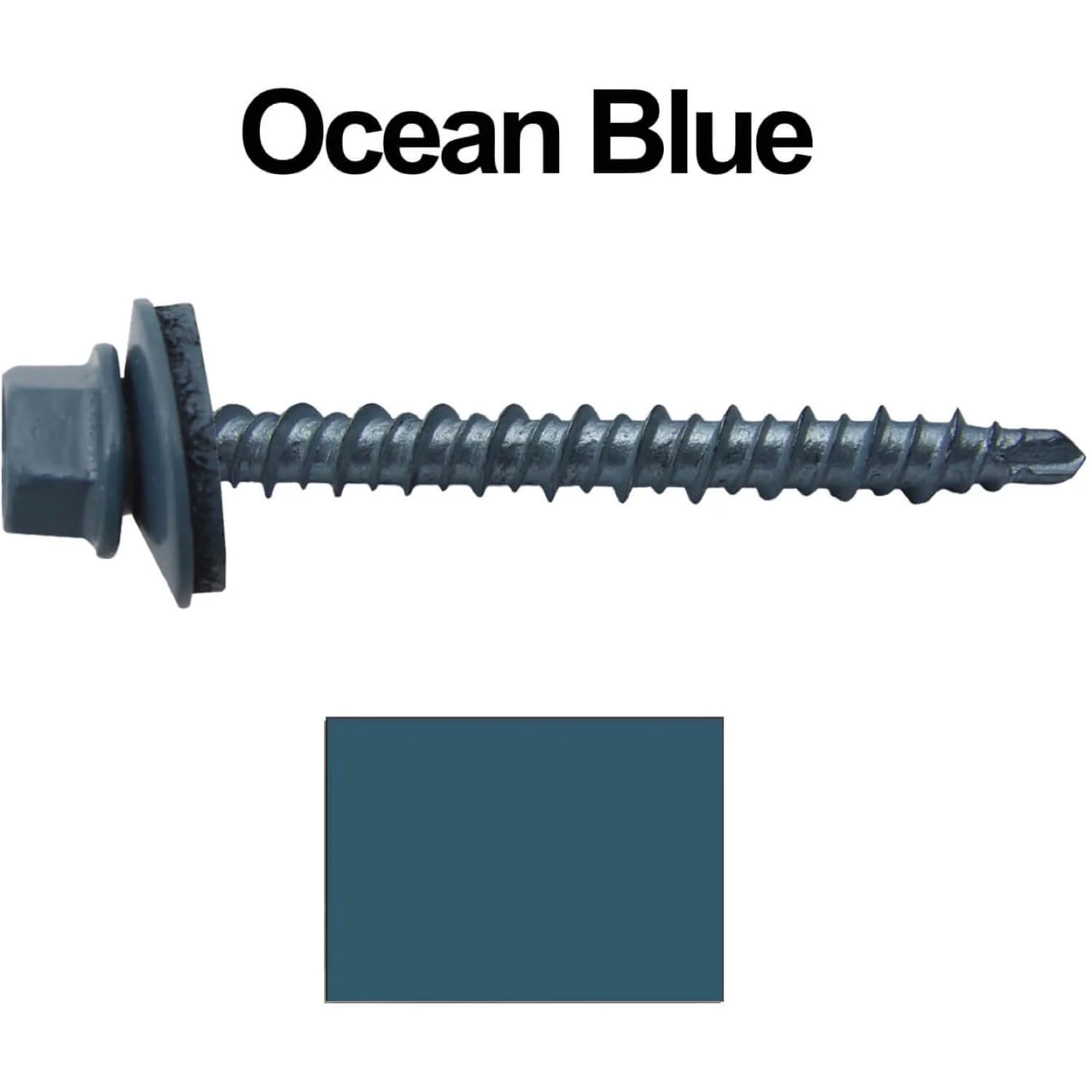 #10 x 2" Mini Driller Sheet Metal Roofing Screw - Hex Washer Head -  Self starting metal to wood siding screws. EPDM washer. Colored head. - Image 107