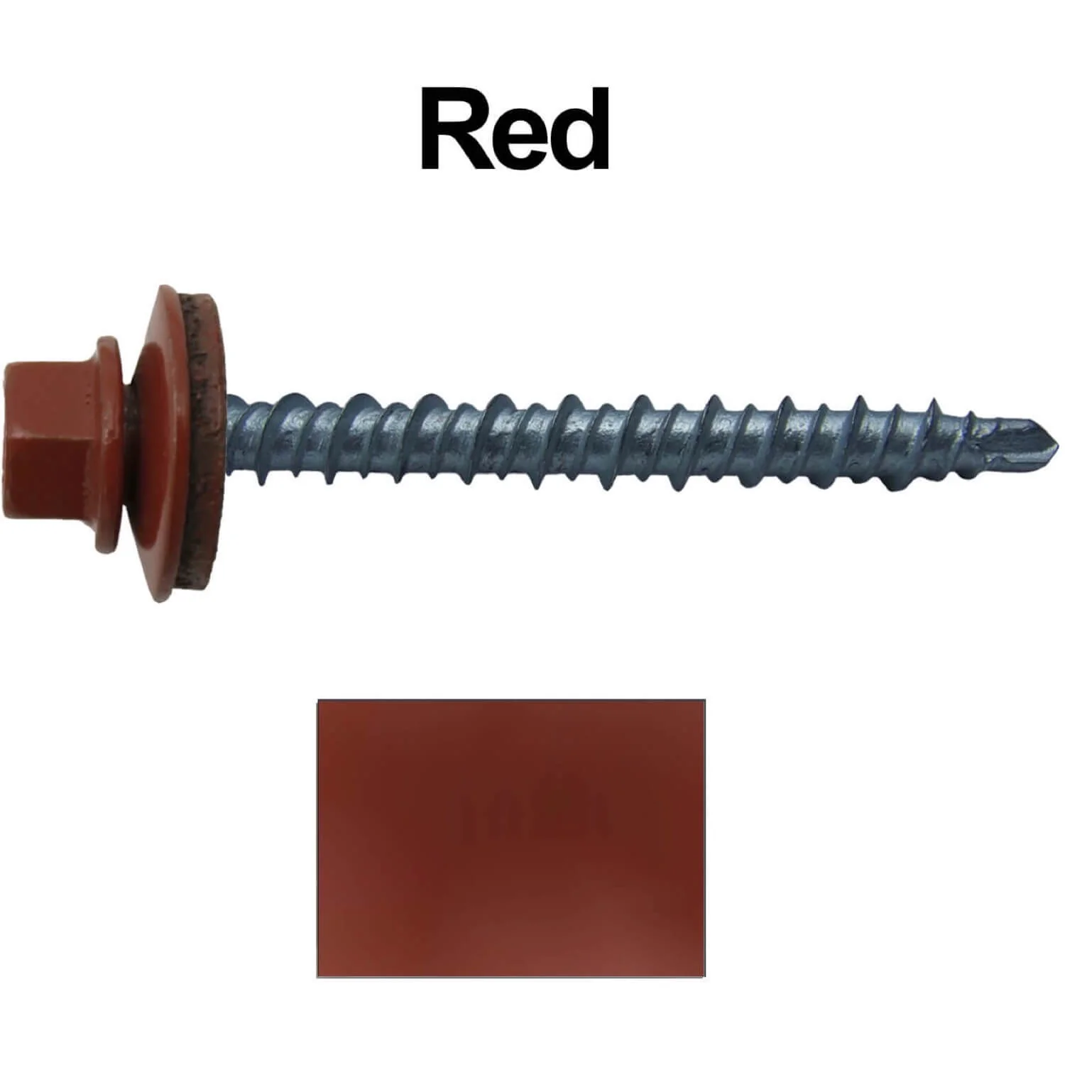 #10 x 2" Mini Driller Sheet Metal Roofing Screw - Hex Washer Head -  Self starting metal to wood siding screws. EPDM washer. Colored head. - Image 114
