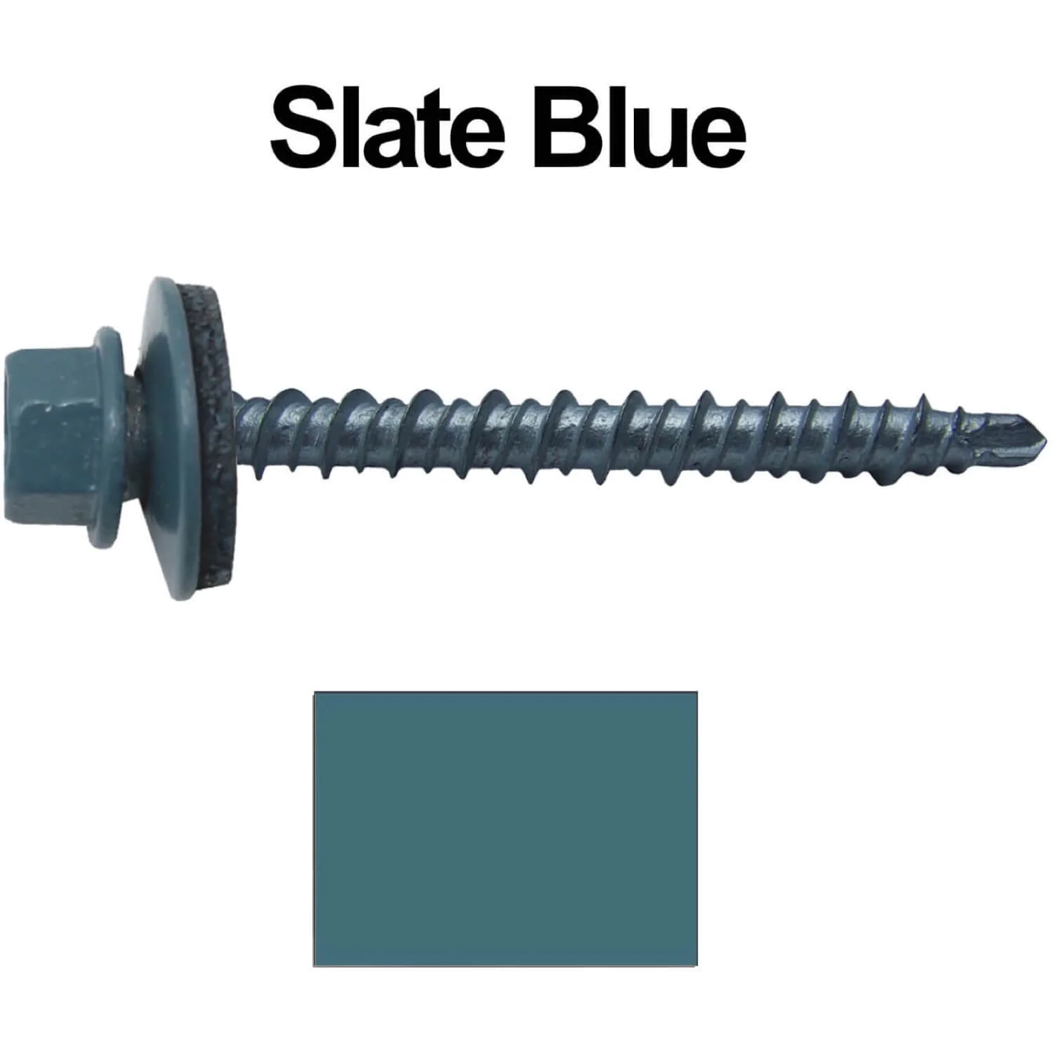 #10 x 2" Mini Driller Sheet Metal Roofing Screw - Hex Washer Head -  Self starting metal to wood siding screws. EPDM washer. Colored head. - Image 119