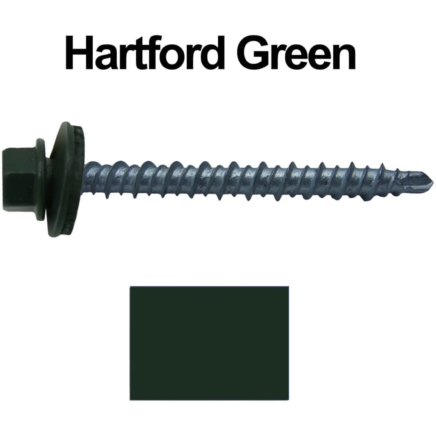 #10 x 2" Mini Driller Sheet Metal Roofing Screw - Hex Washer Head -  Self starting metal to wood siding screws. EPDM washer. Colored head. - Image 27