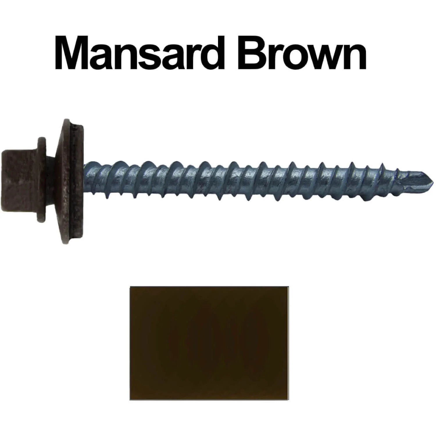 #10 x 2" Mini Driller Sheet Metal Roofing Screw - Hex Washer Head -  Self starting metal to wood siding screws. EPDM washer. Colored head. - Image 33