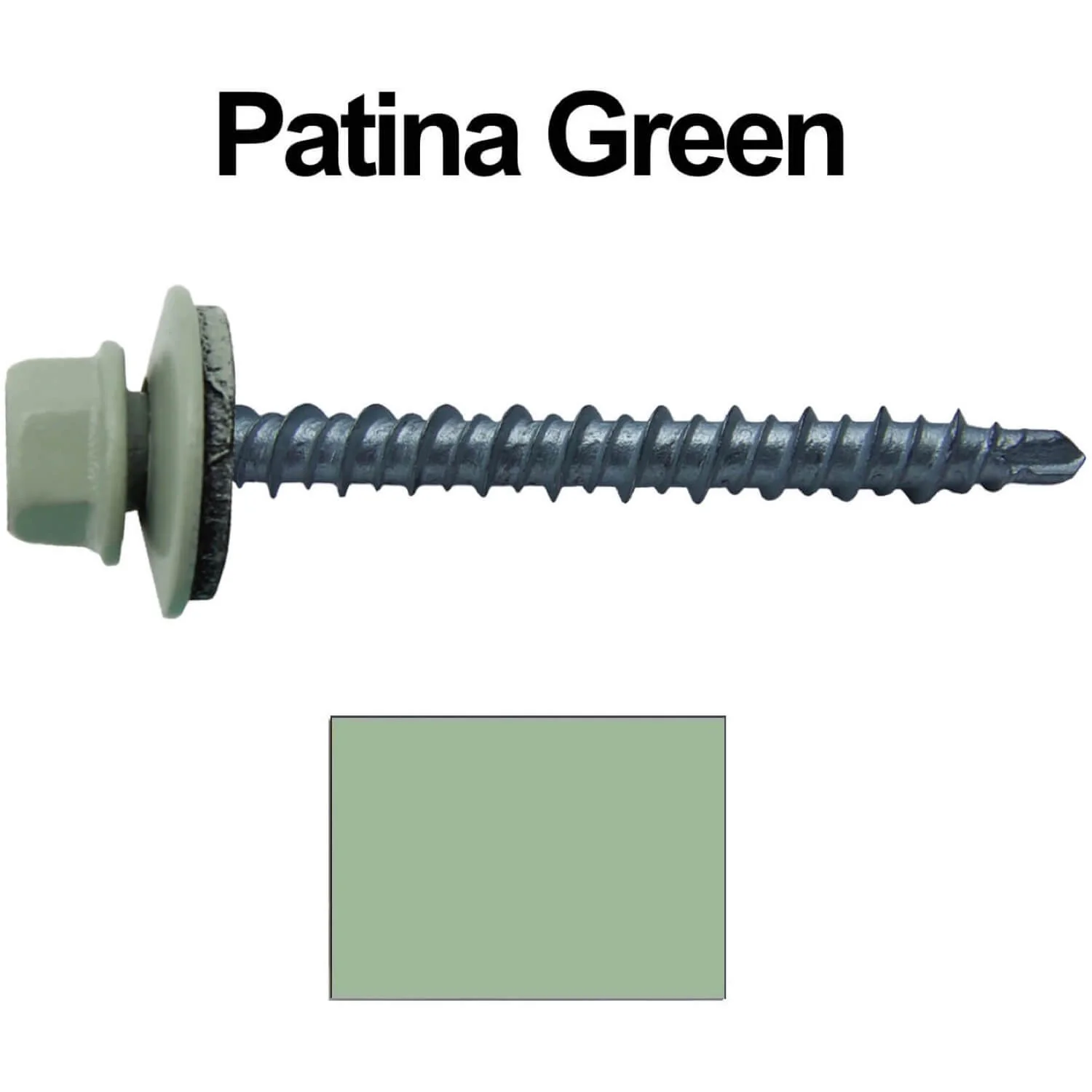 #10 x 2" Mini Driller Sheet Metal Roofing Screw - Hex Washer Head -  Self starting metal to wood siding screws. EPDM washer. Colored head. - Image 36