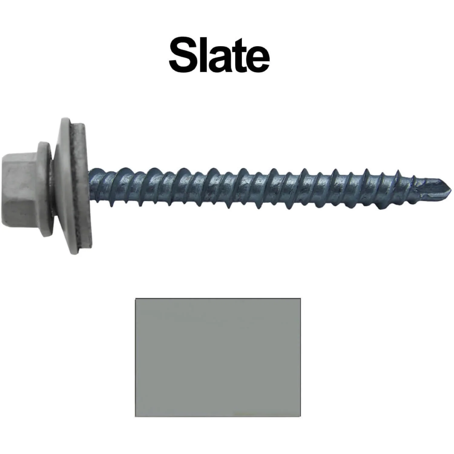 #10 x 2" Mini Driller Sheet Metal Roofing Screw - Hex Washer Head -  Self starting metal to wood siding screws. EPDM washer. Colored head. - Image 41