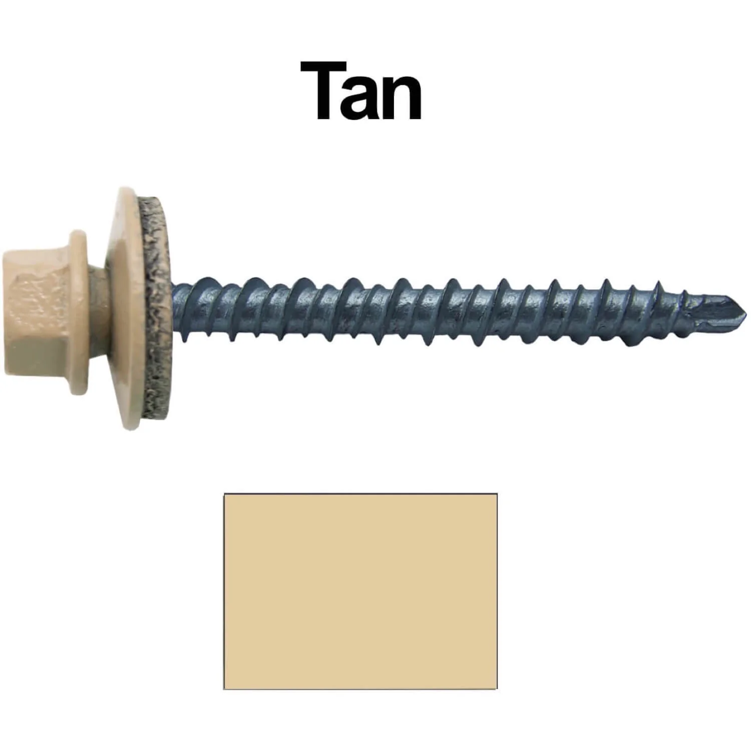#10 x 2" Mini Driller Sheet Metal Roofing Screw - Hex Washer Head -  Self starting metal to wood siding screws. EPDM washer. Colored head. - Image 42