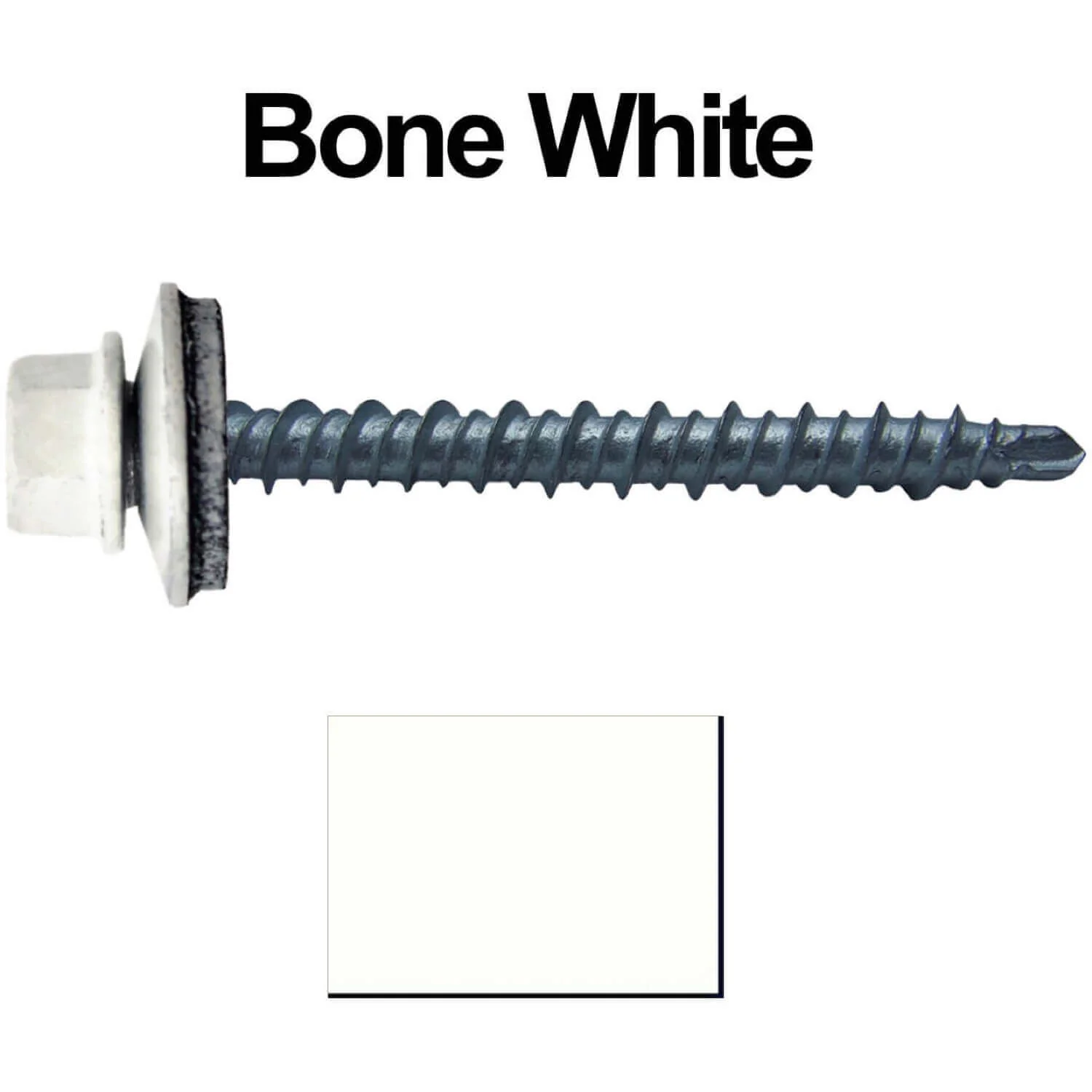 #10 x 2" Mini Driller Sheet Metal Roofing Screw - Hex Washer Head -  Self starting metal to wood siding screws. EPDM washer. Colored head. - Image 55