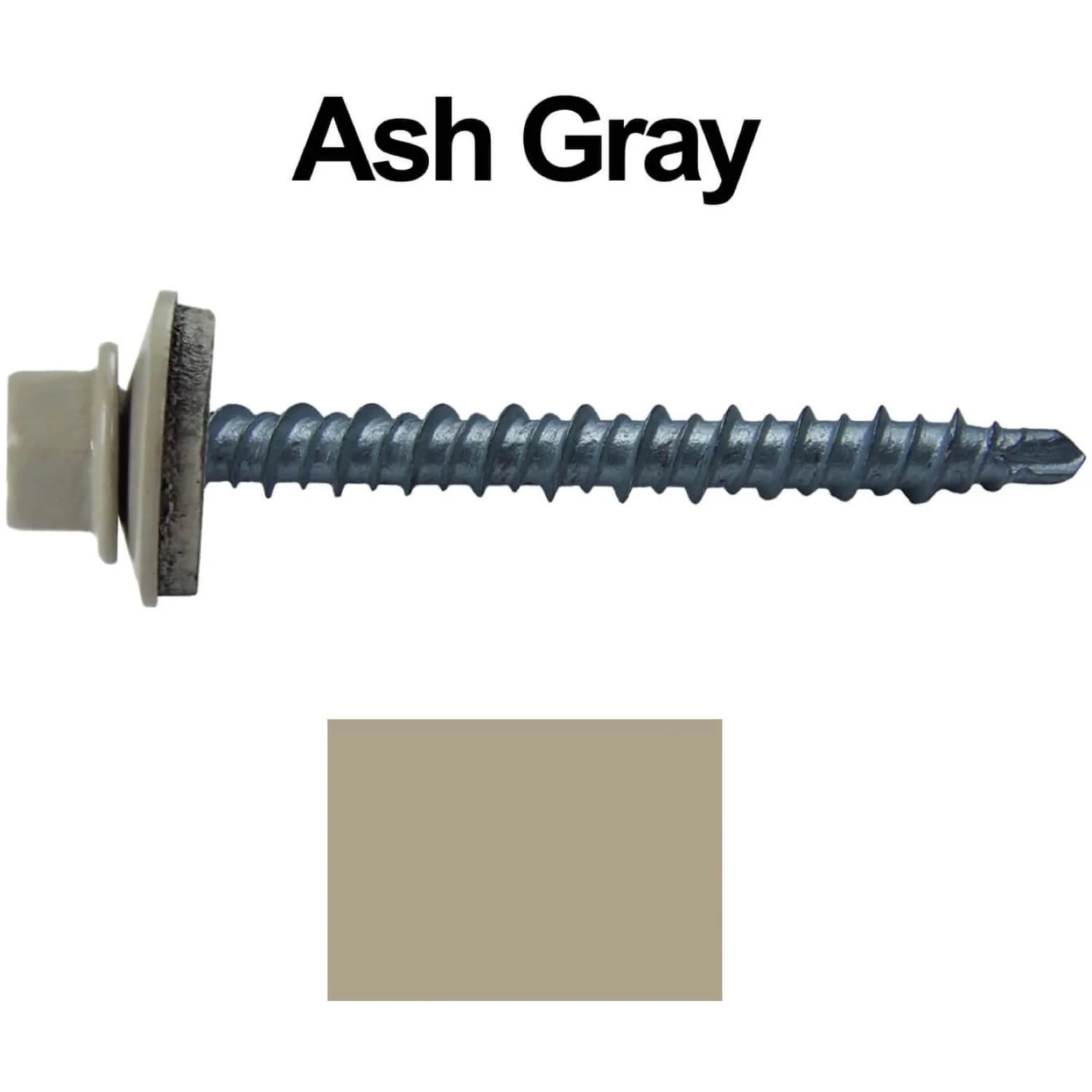 #10 x 2" Mini Driller Sheet Metal Roofing Screw - Hex Washer Head -  Self starting metal to wood siding screws. EPDM washer. Colored head. - Image 6