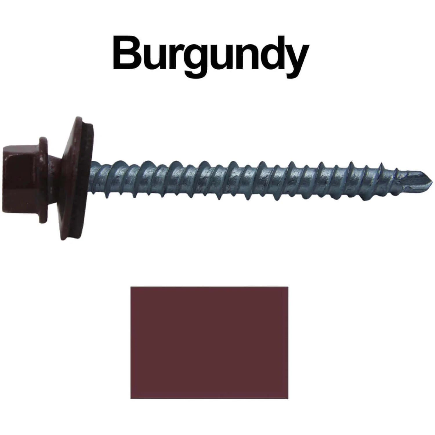 #10 x 2" Mini Driller Sheet Metal Roofing Screw - Hex Washer Head -  Self starting metal to wood siding screws. EPDM washer. Colored head. - Image 64