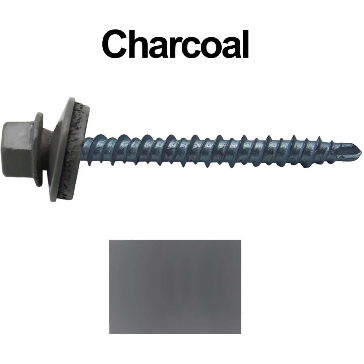#10 x 2" Mini Driller Sheet Metal Roofing Screw - Hex Washer Head -  Self starting metal to wood siding screws. EPDM washer. Colored head. - Image 65