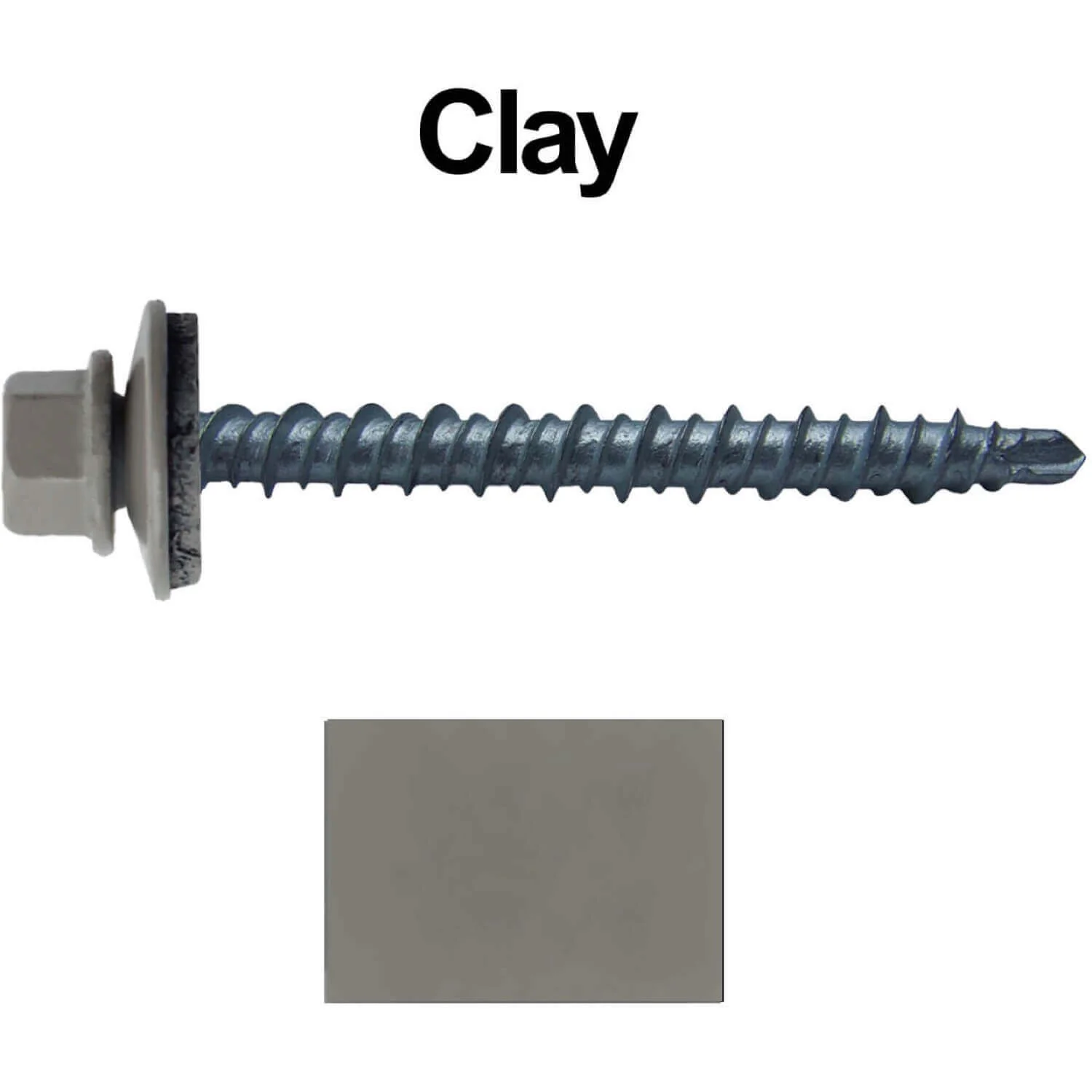 #10 x 2" Mini Driller Sheet Metal Roofing Screw - Hex Washer Head -  Self starting metal to wood siding screws. EPDM washer. Colored head. - Image 67