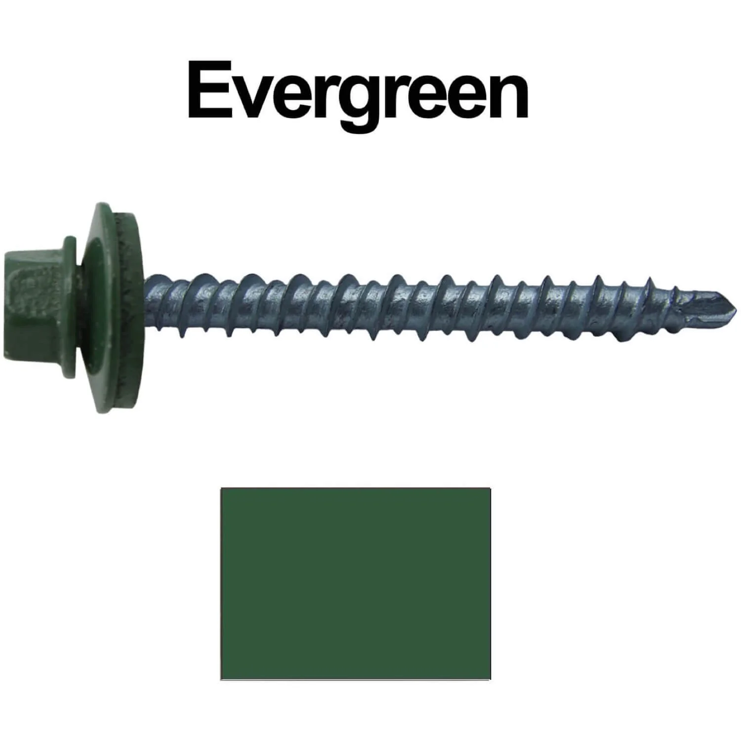 #10 x 2" Mini Driller Sheet Metal Roofing Screw - Hex Washer Head -  Self starting metal to wood siding screws. EPDM washer. Colored head. - Image 7