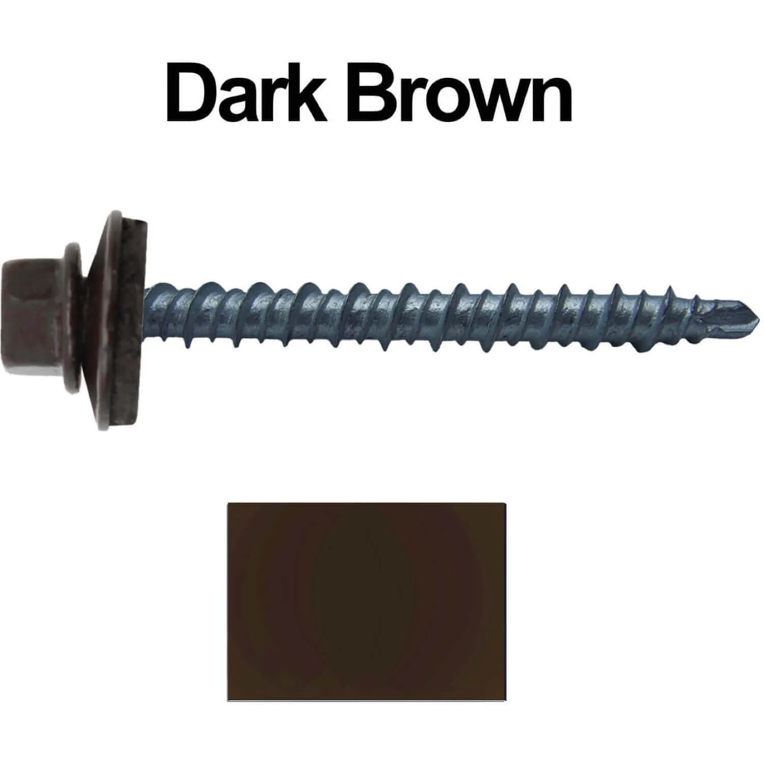 #10 x 2" Mini Driller Sheet Metal Roofing Screw - Hex Washer Head -  Self starting metal to wood siding screws. EPDM washer. Colored head. - Image 80