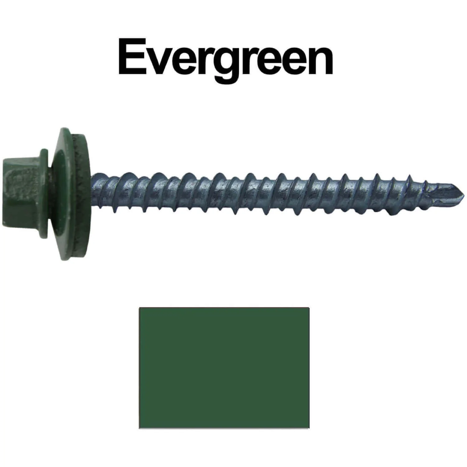 #10 x 2" Mini Driller Sheet Metal Roofing Screw - Hex Washer Head -  Self starting metal to wood siding screws. EPDM washer. Colored head. - Image 84