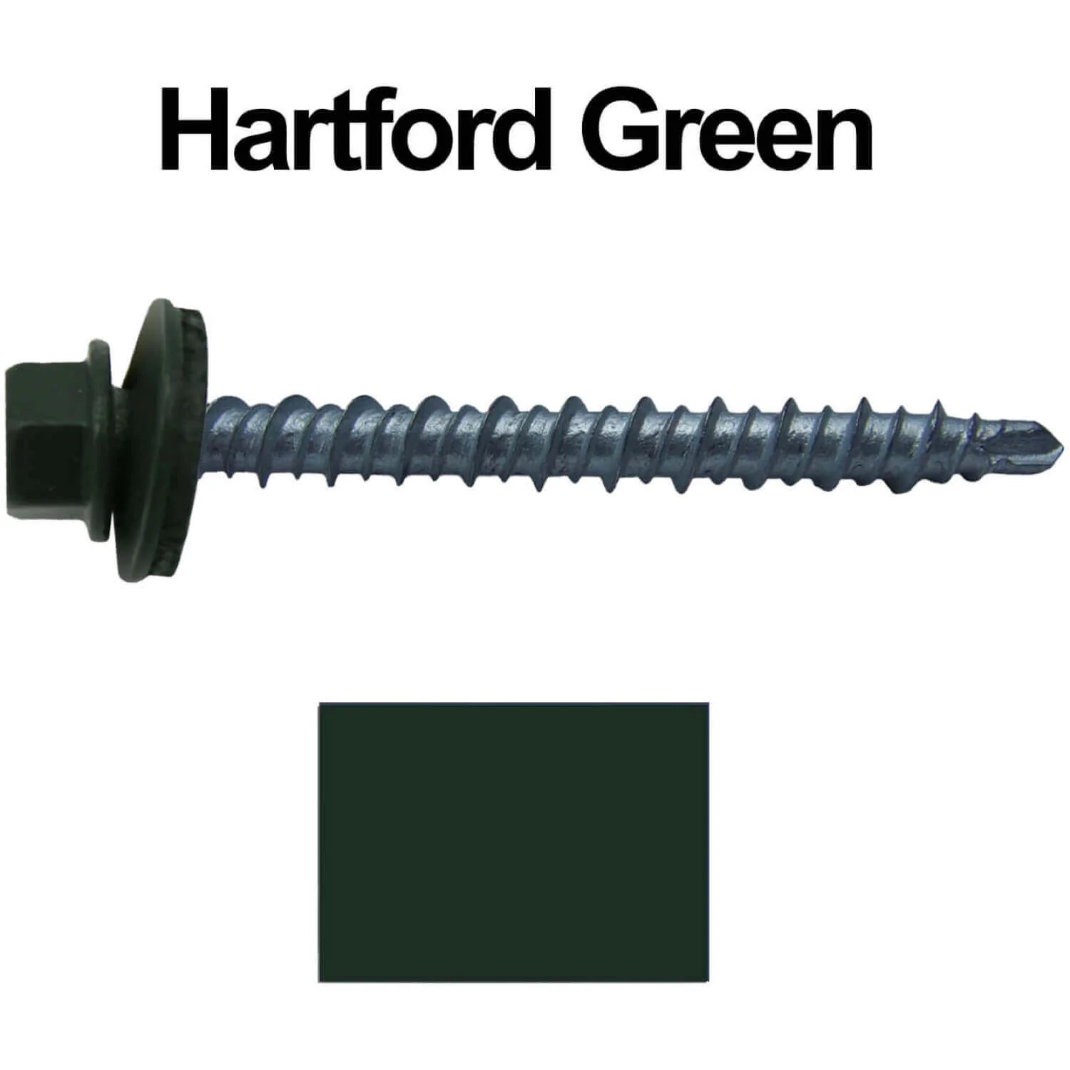 #10 x 2" Mini Driller Sheet Metal Roofing Screw - Hex Washer Head -  Self starting metal to wood siding screws. EPDM washer. Colored head. - Image 90