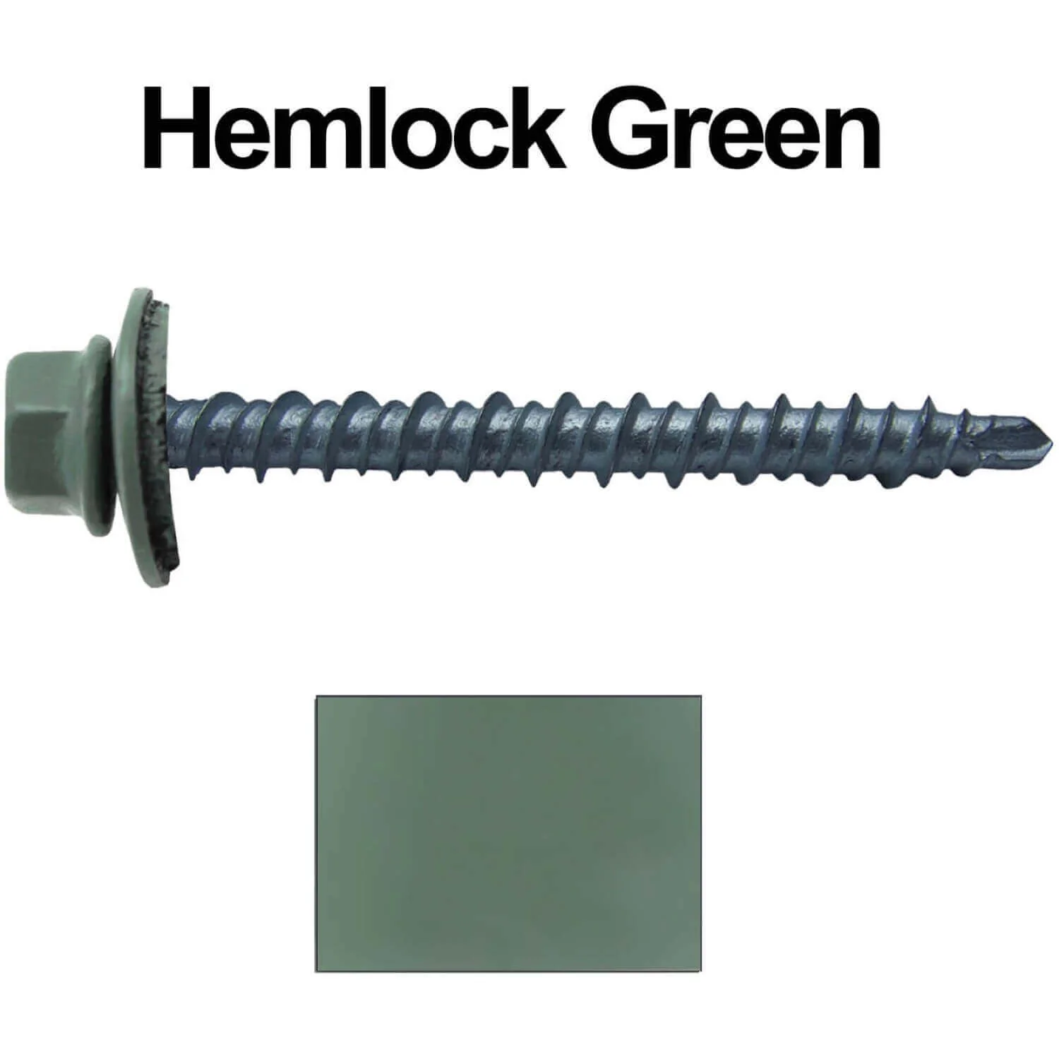 #10 x 2" Mini Driller Sheet Metal Roofing Screw - Hex Washer Head -  Self starting metal to wood siding screws. EPDM washer. Colored head. - Image 92