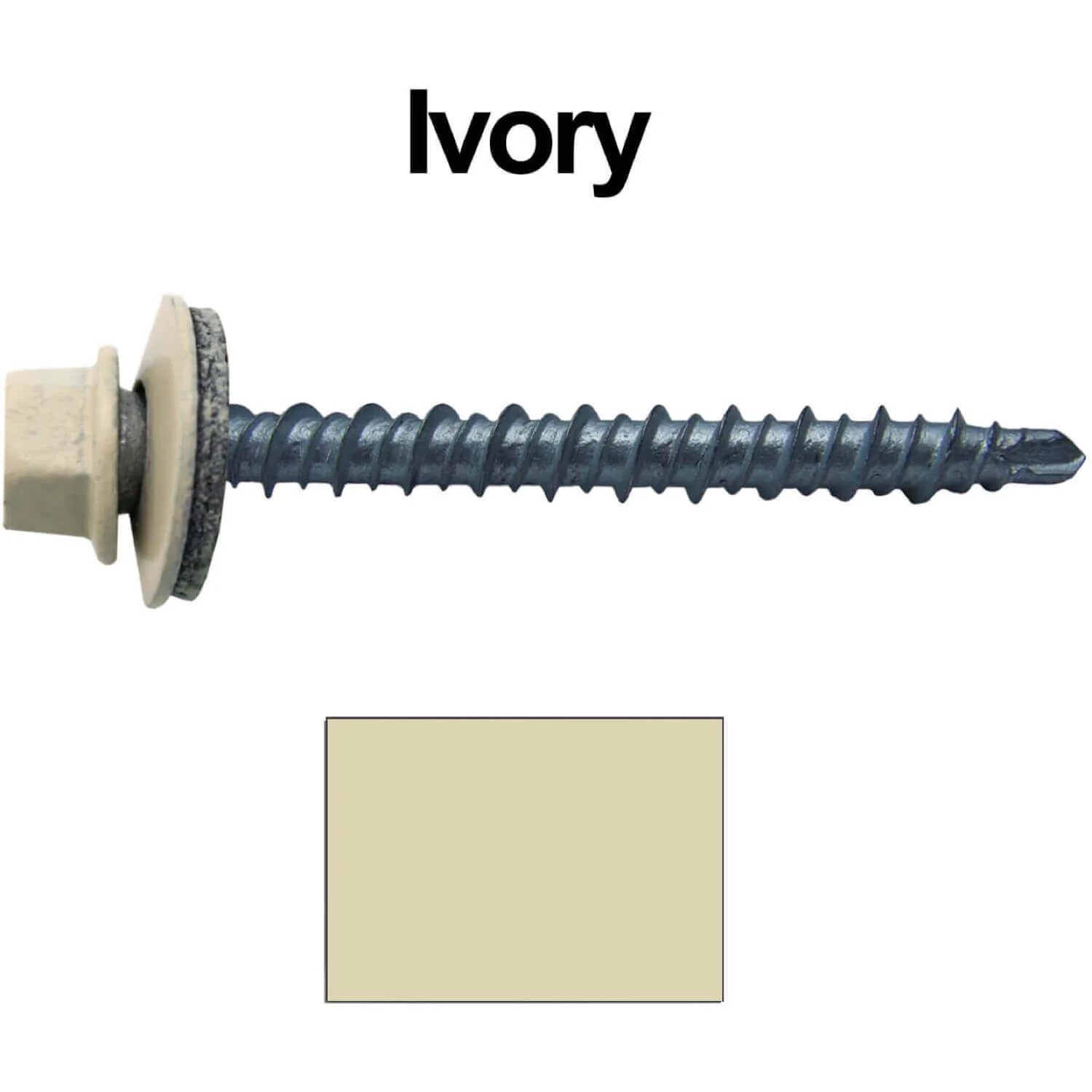 #10 x 2" Mini Driller Sheet Metal Roofing Screw - Hex Washer Head -  Self starting metal to wood siding screws. EPDM washer. Colored head. - Image 96
