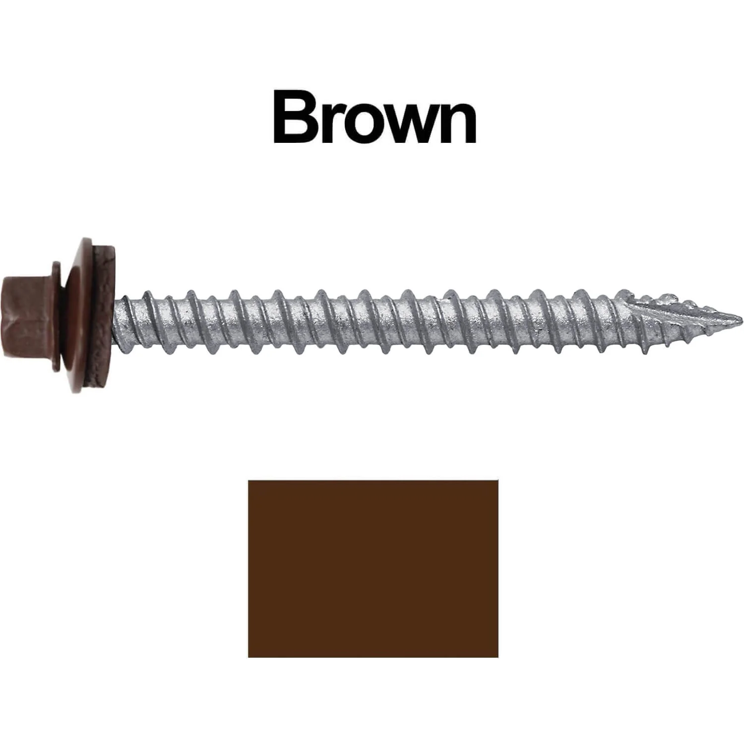 #10 x 2" Metal ROOFING SCREWS - Hex Washer Head - Self starting/self tapping - EPDM washer. Colored head. - Image 11