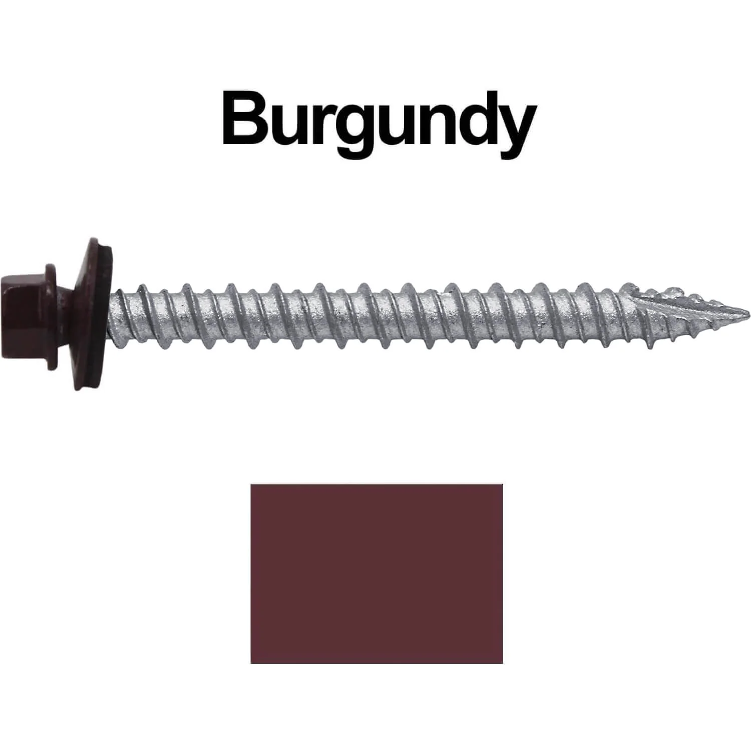#10 x 2" Metal ROOFING SCREWS - Hex Washer Head - Self starting/self tapping - EPDM washer. Colored head. - Image 15