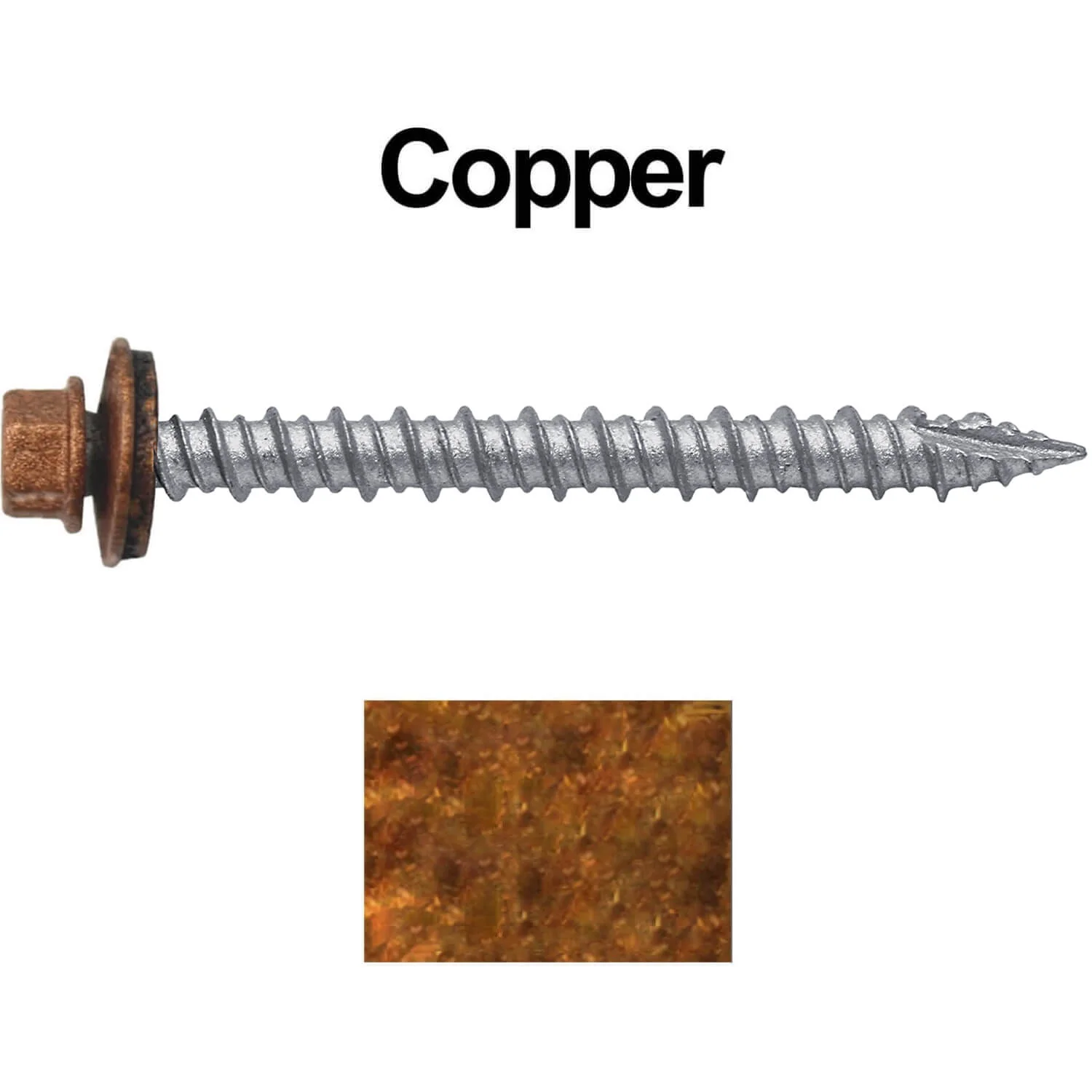 #10 x 2" Metal ROOFING SCREWS - Hex Washer Head - Self starting/self tapping - EPDM washer. Colored head. - Image 16