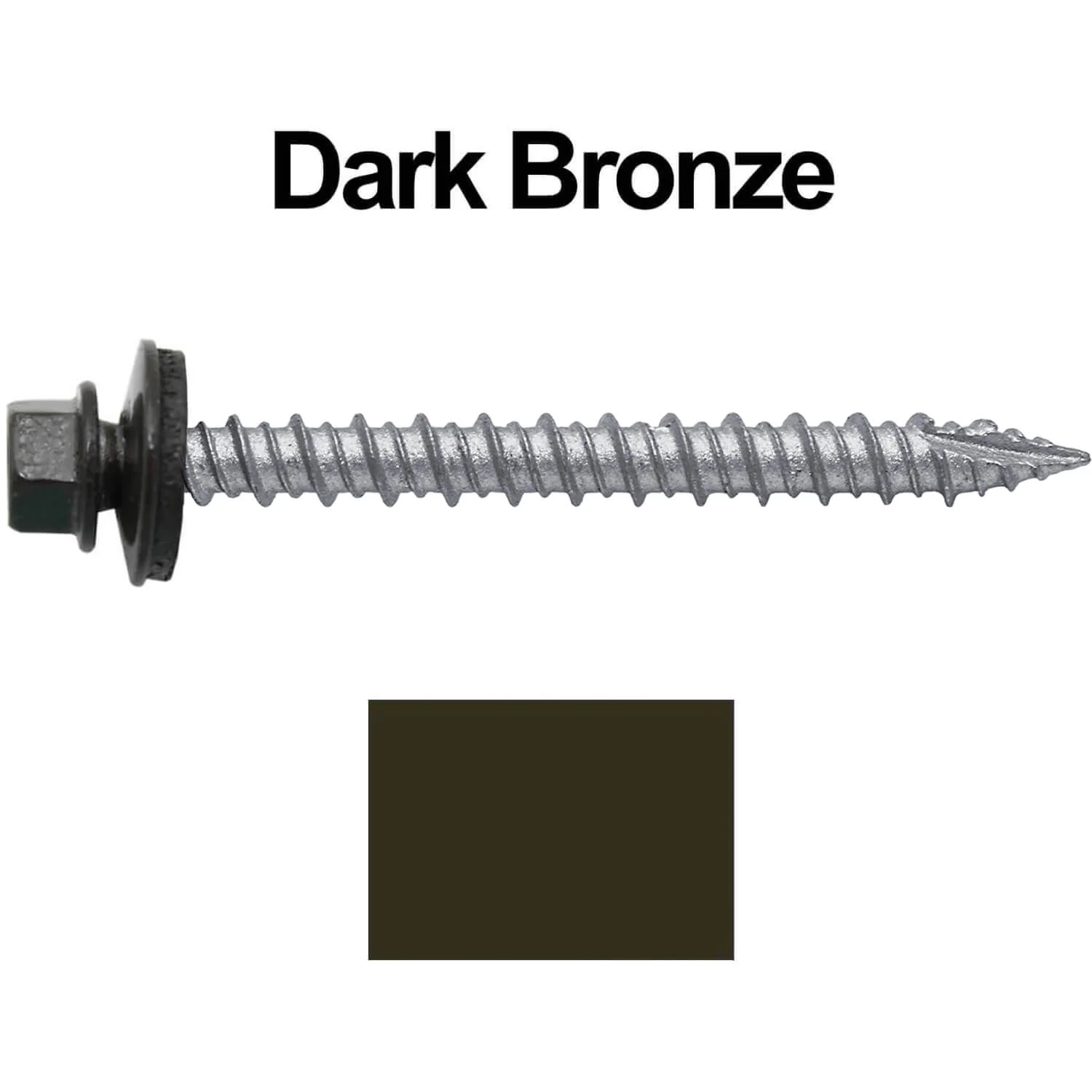 #10 x 2" Metal ROOFING SCREWS - Hex Washer Head - Self starting/self tapping - EPDM washer. Colored head. - Image 18