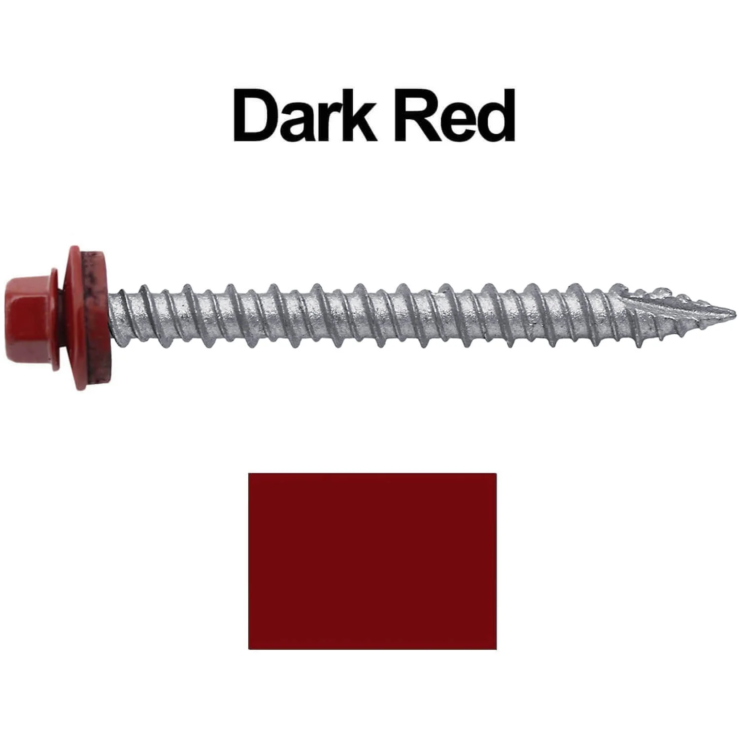 #10 x 2" Metal ROOFING SCREWS - Hex Washer Head - Self starting/self tapping - EPDM washer. Colored head. - Image 19