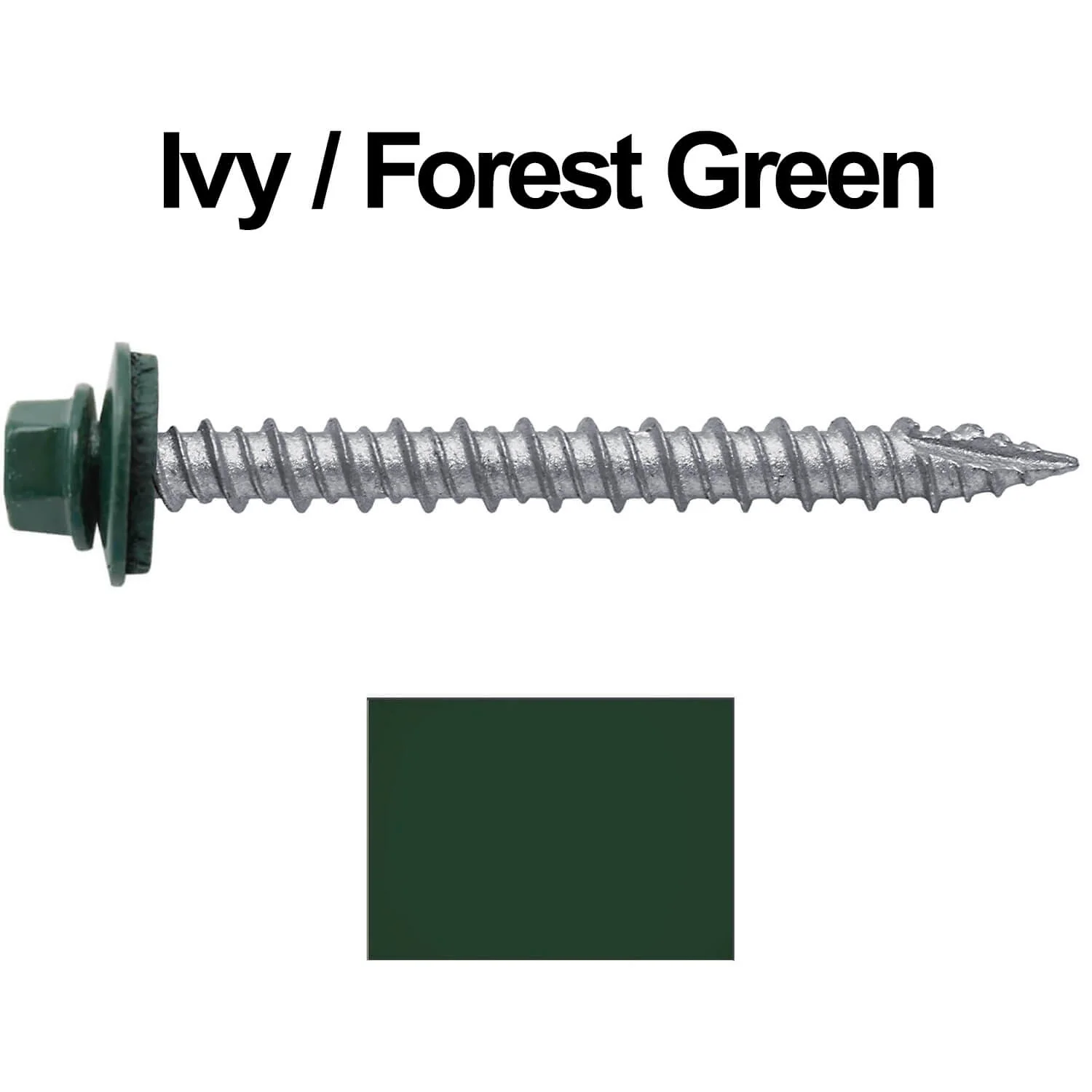 #10 x 2" Metal ROOFING SCREWS - Hex Washer Head - Self starting/self tapping - EPDM washer. Colored head. - Image 20