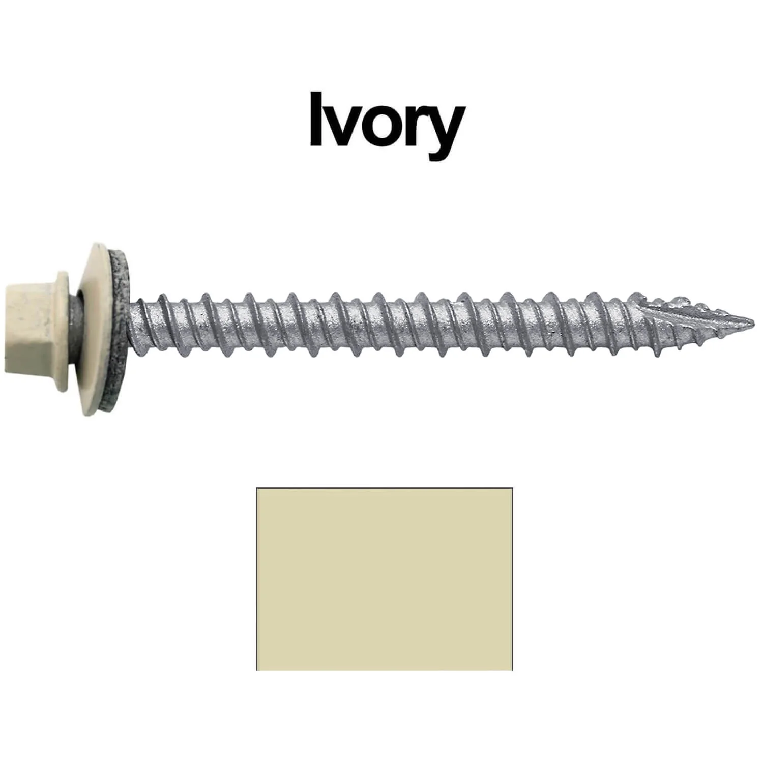 #10 x 2" Metal ROOFING SCREWS - Hex Washer Head - Self starting/self tapping - EPDM washer. Colored head. - Image 25