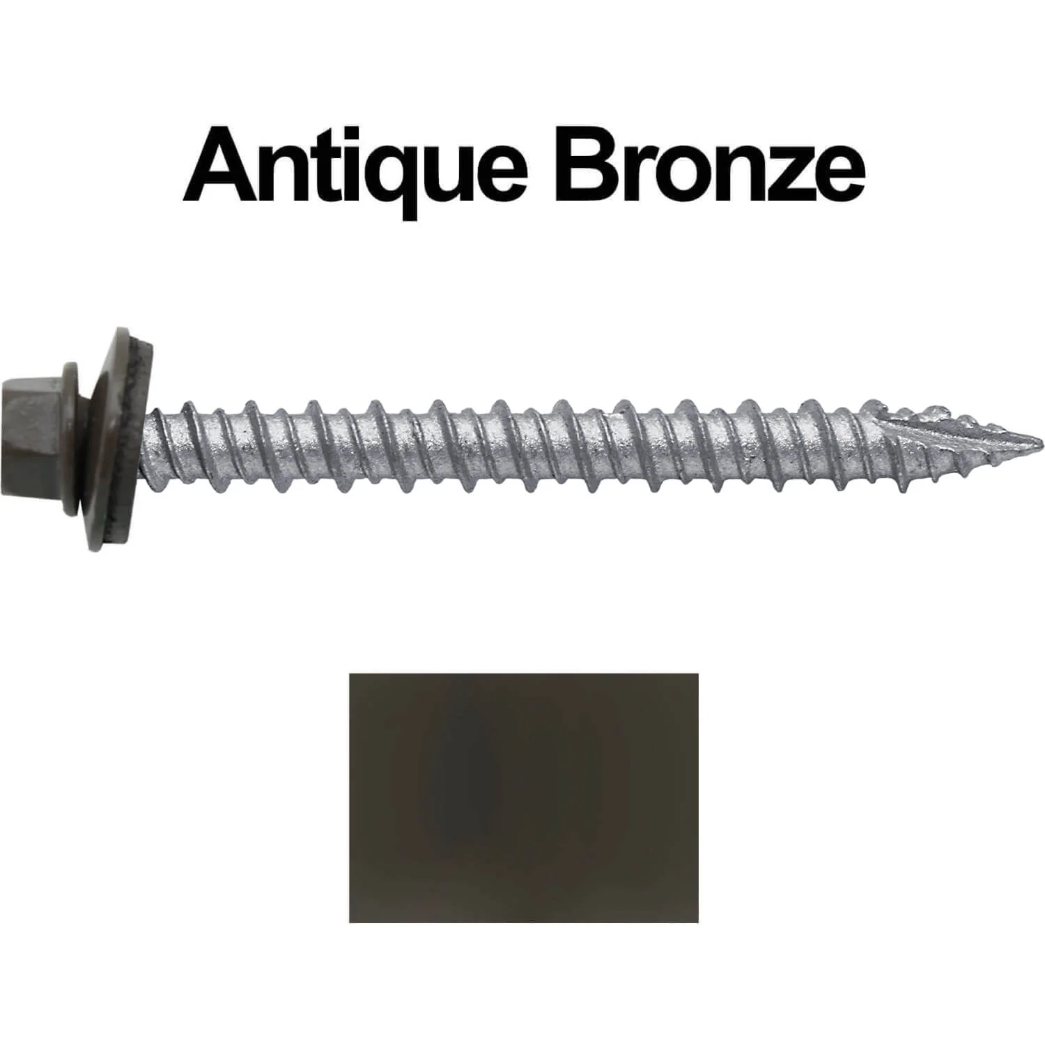 #10 x 2" Metal ROOFING SCREWS - Hex Washer Head - Self starting/self tapping - EPDM washer. Colored head. - Image 29