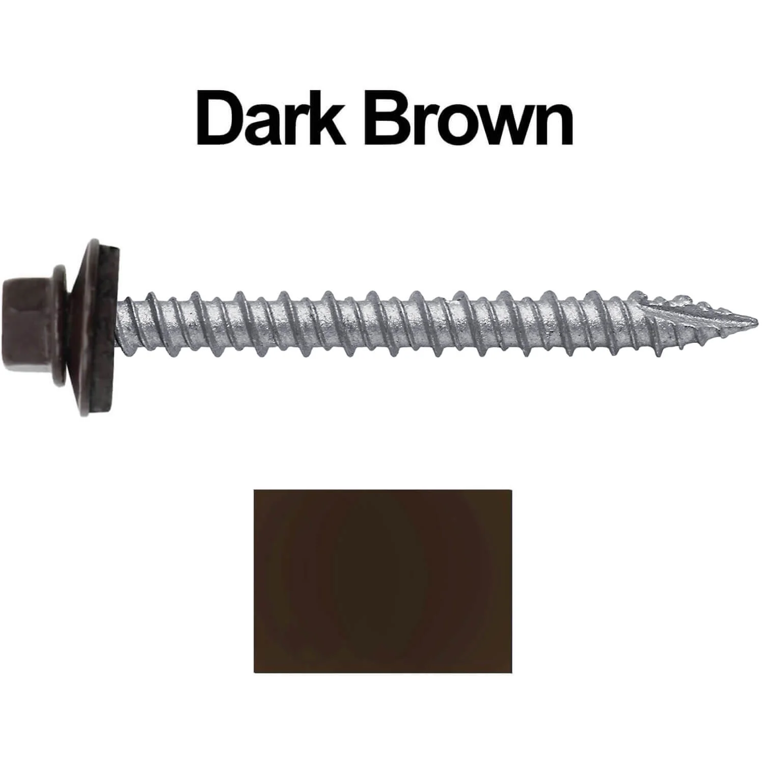 #10 x 2" Metal ROOFING SCREWS - Hex Washer Head - Self starting/self tapping - EPDM washer. Colored head. - Image 30
