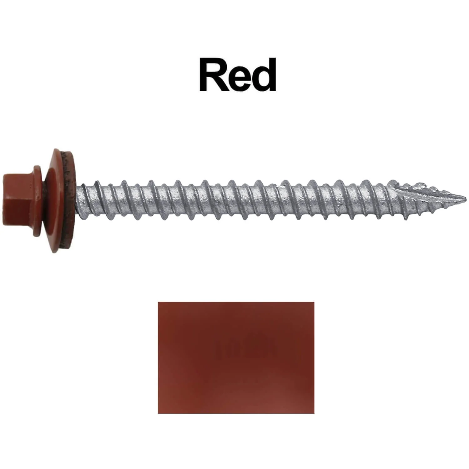#10 x 2" Metal ROOFING SCREWS - Hex Washer Head - Self starting/self tapping - EPDM washer. Colored head. - Image 31
