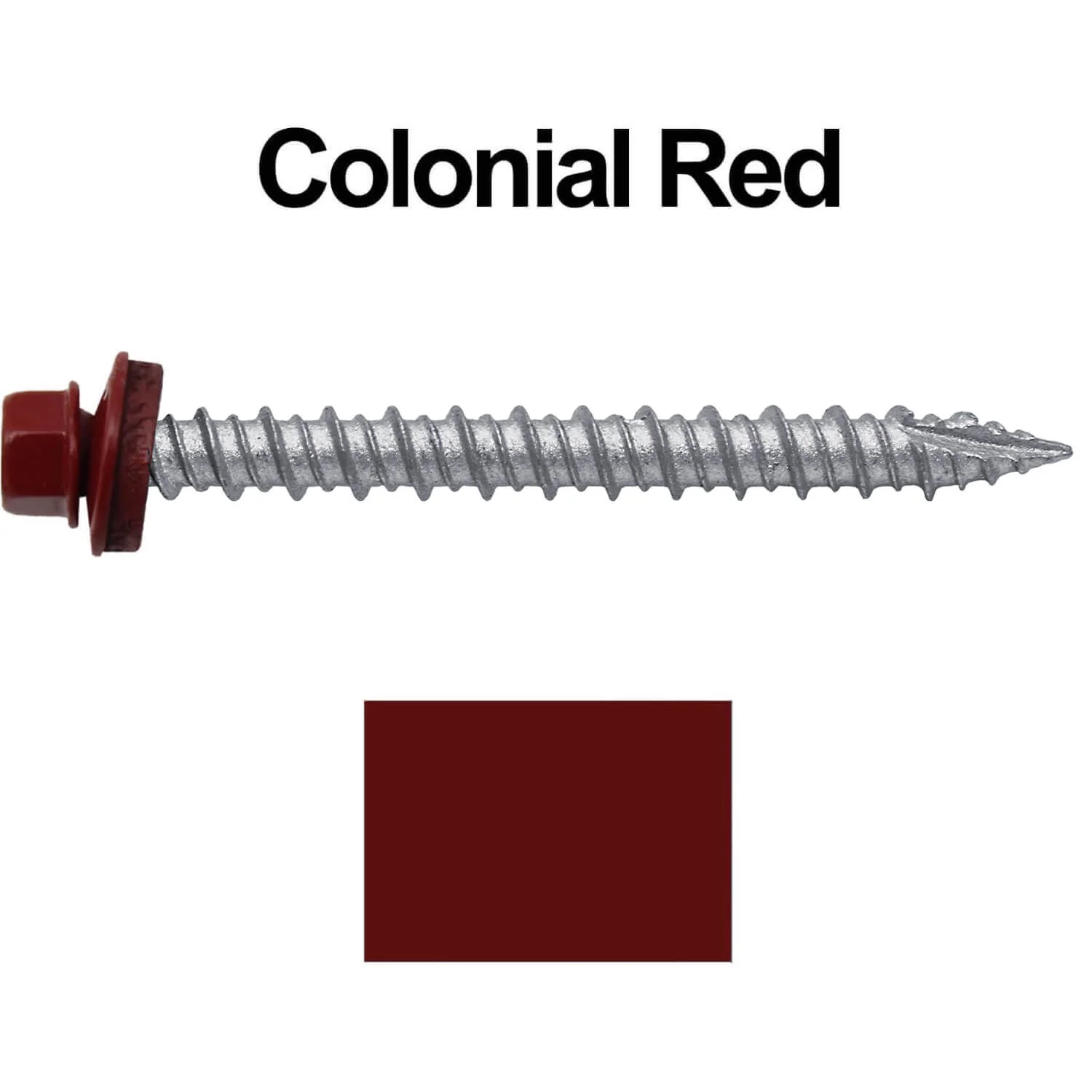 #10 x 2" Metal ROOFING SCREWS - Hex Washer Head - Self starting/self tapping - EPDM washer. Colored head. - Image 32