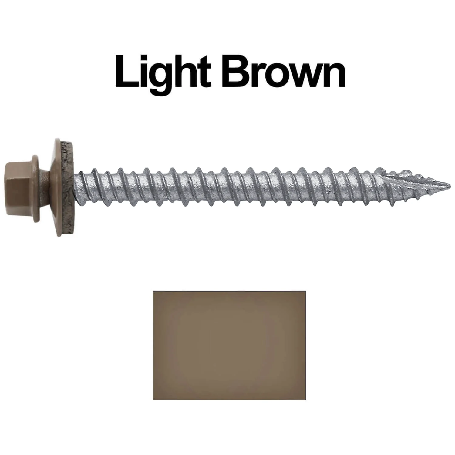 #10 x 2" Metal ROOFING SCREWS - Hex Washer Head - Self starting/self tapping - EPDM washer. Colored head. - Image 43