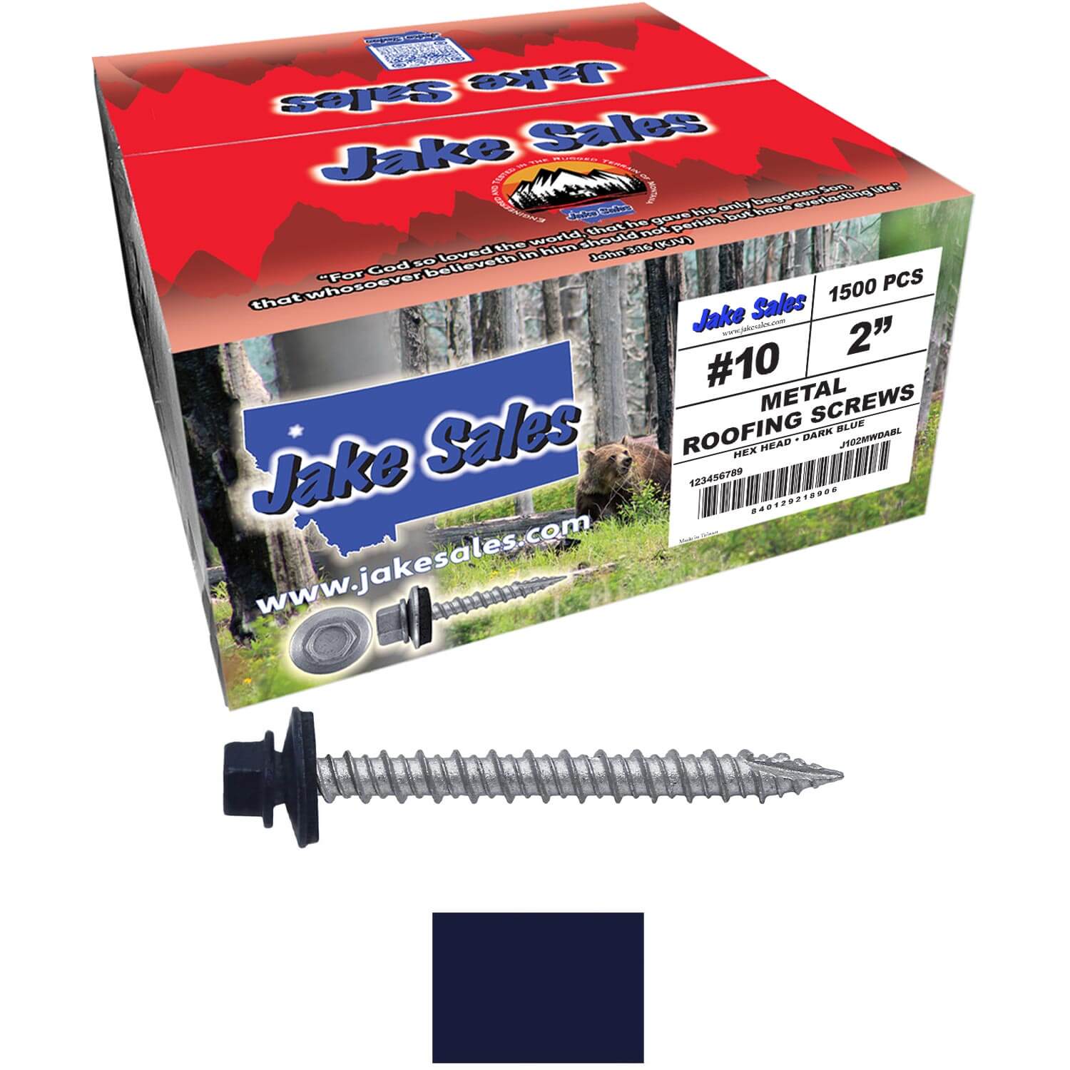 #10 x 2" Metal ROOFING SCREWS - Hex Washer Head - Self starting/self tapping - EPDM washer. Colored head. - Image 71