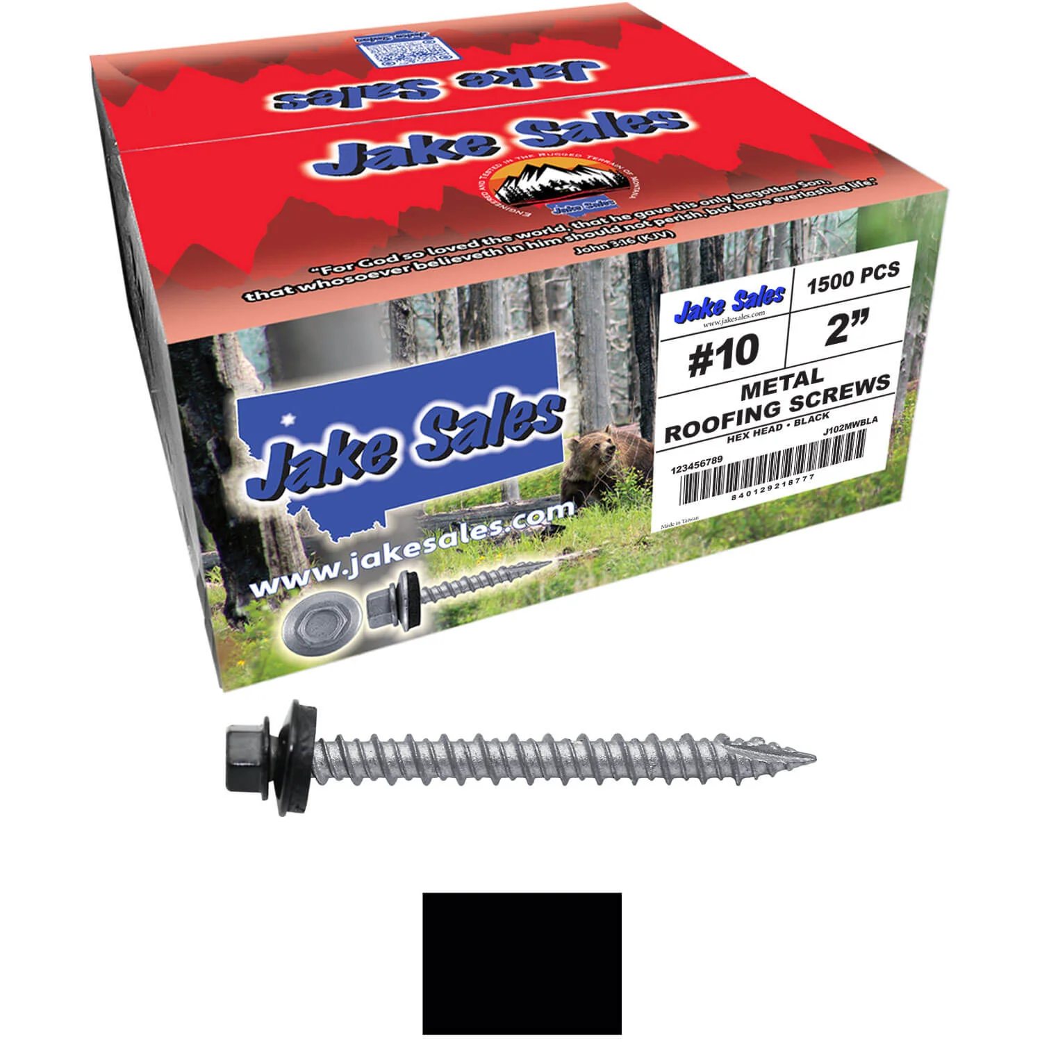 #10 x 2" Metal ROOFING SCREWS - Hex Washer Head - Self starting/self tapping - EPDM washer. Colored head. - Image 89