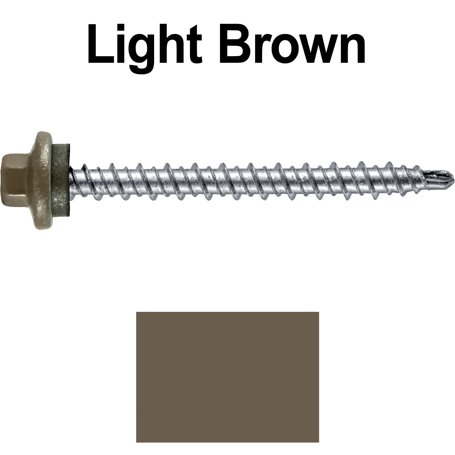 #10 x 2" Stainless Steel Mini Driller Sheet Metal Roofing Screw - Hex Washer Cap - Self starting metal to wood siding screws - EPDM washer. Colored head. - Image 101