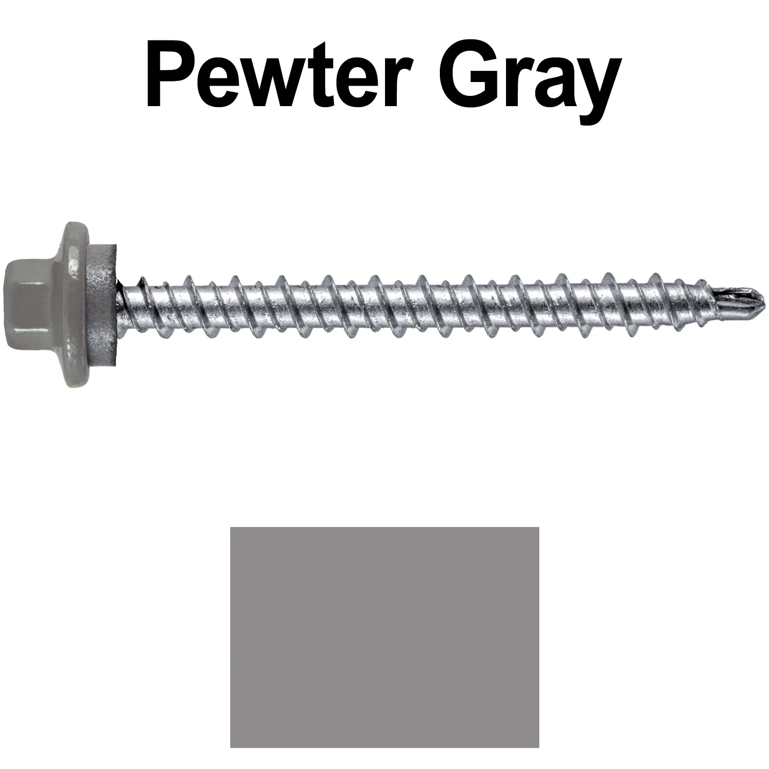 #10 x 2" Stainless Steel Mini Driller Sheet Metal Roofing Screw - Hex Washer Cap - Self starting metal to wood siding screws - EPDM washer. Colored head. - Image 114