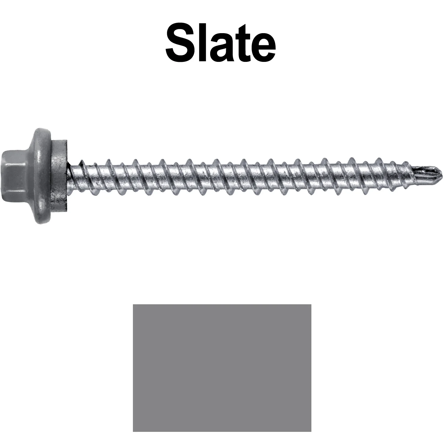 #10 x 2" Stainless Steel Mini Driller Sheet Metal Roofing Screw - Hex Washer Cap - Self starting metal to wood siding screws - EPDM washer. Colored head. - Image 42