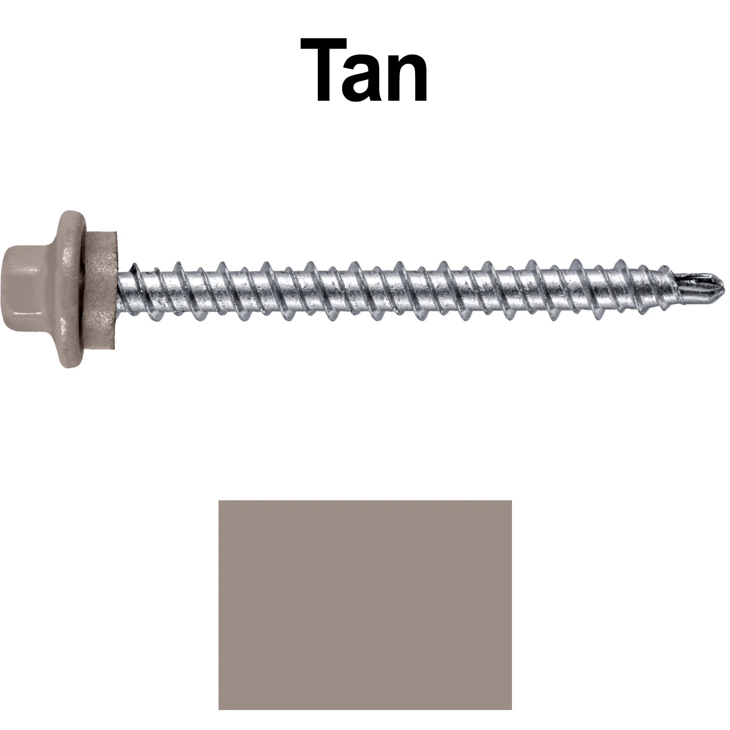#10 x 2" Stainless Steel Mini Driller Sheet Metal Roofing Screw - Hex Washer Cap - Self starting metal to wood siding screws - EPDM washer. Colored head. - Image 45
