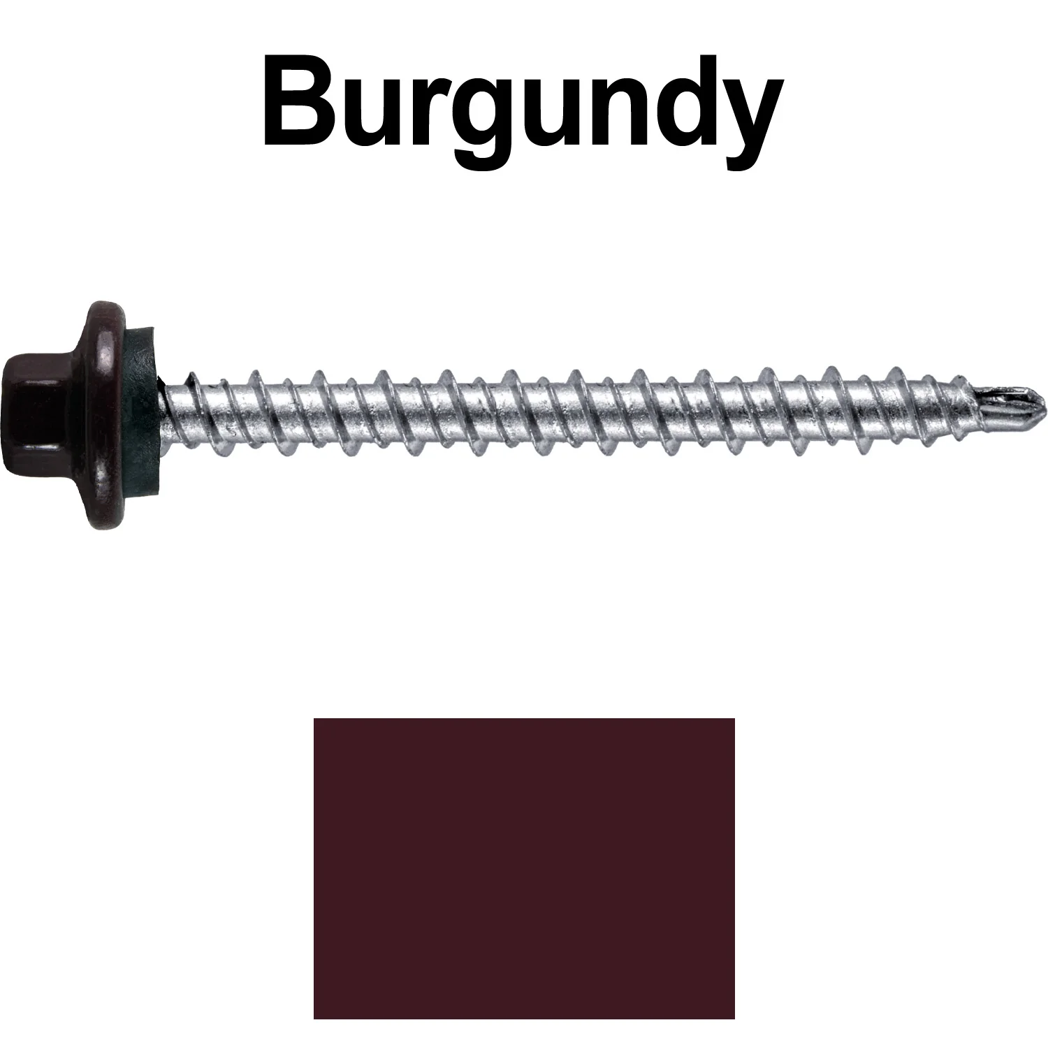 #10 x 2" Stainless Steel Mini Driller Sheet Metal Roofing Screw - Hex Washer Cap - Self starting metal to wood siding screws - EPDM washer. Colored head. - Image 65