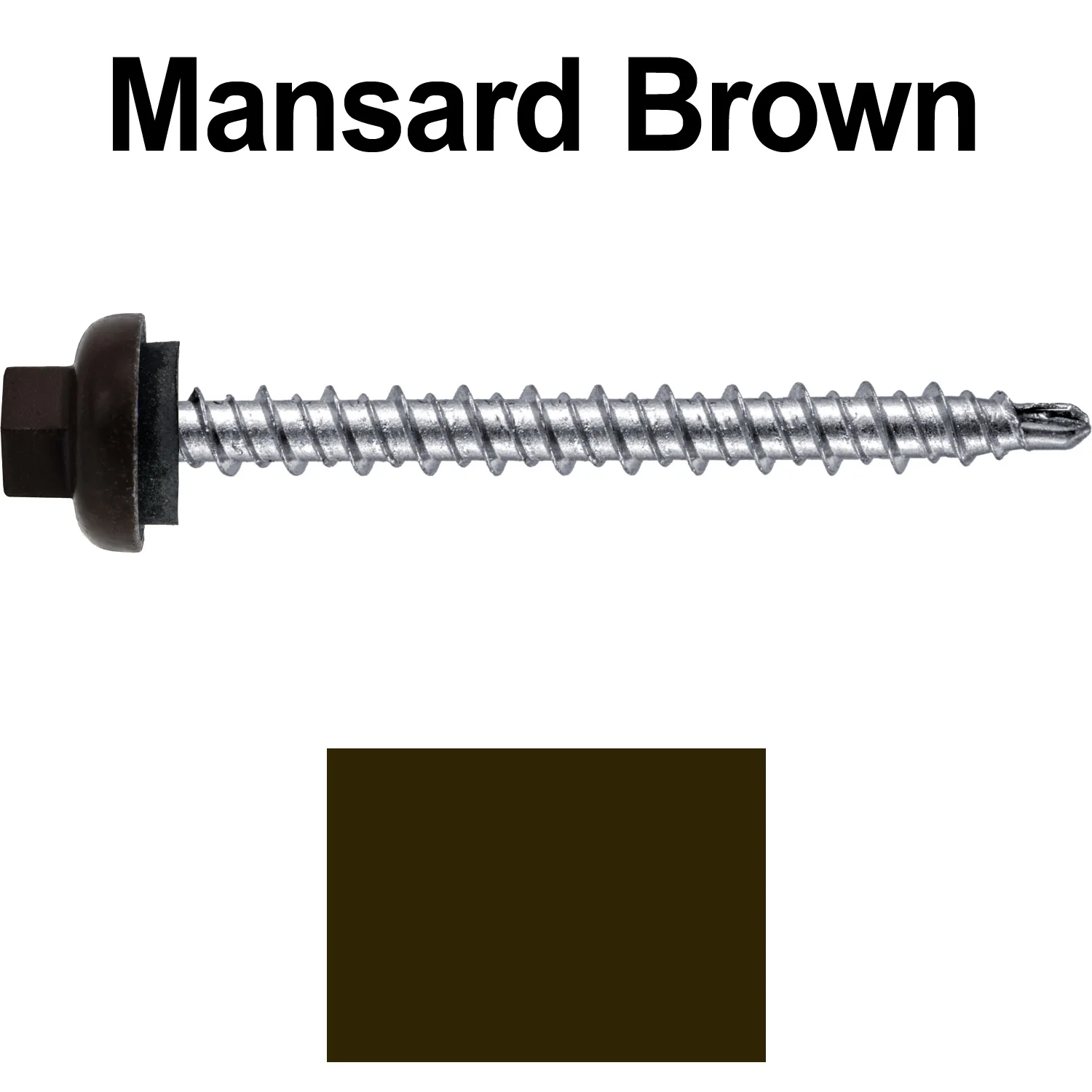 10 X 2” Zinc Aluminum Cap MINI-DRILLER Roofing Screws HI-LO THREAD Zinc Plated Carbon Steel Shank - EPDM Washer - Colored head - Image 105