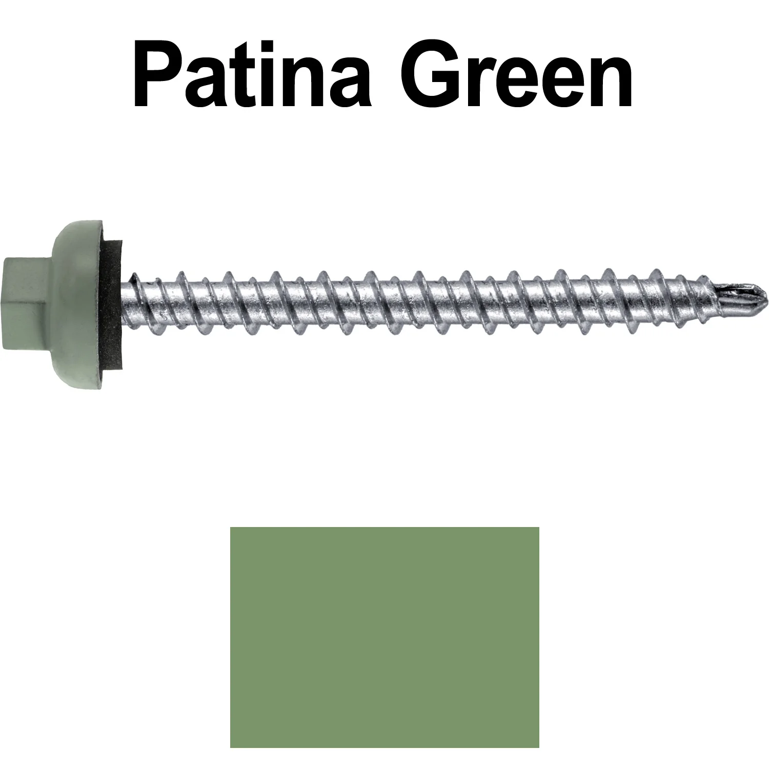 10 X 2” Zinc Aluminum Cap MINI-DRILLER Roofing Screws HI-LO THREAD Zinc Plated Carbon Steel Shank - EPDM Washer - Colored head - Image 112