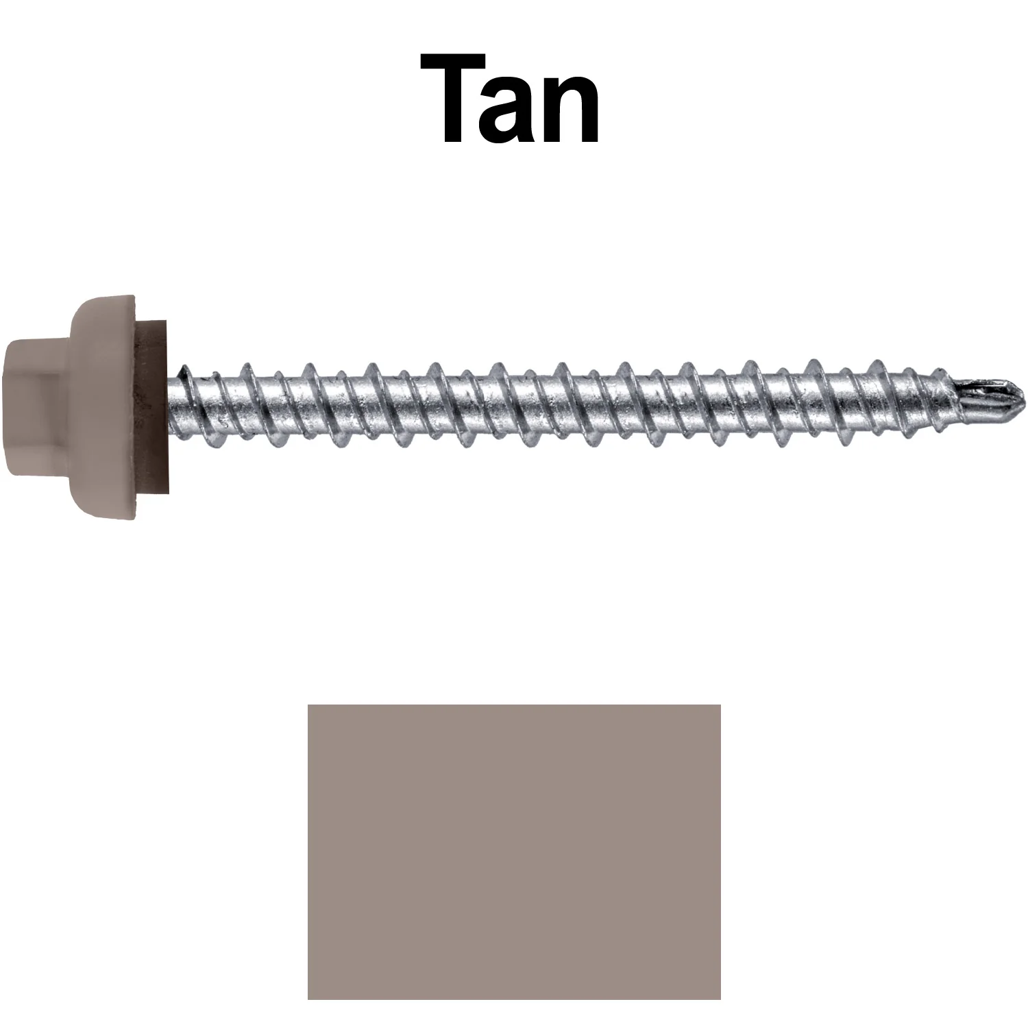10 X 2” Zinc Aluminum Cap MINI-DRILLER Roofing Screws HI-LO THREAD Zinc Plated Carbon Steel Shank - EPDM Washer - Colored head - Image 123