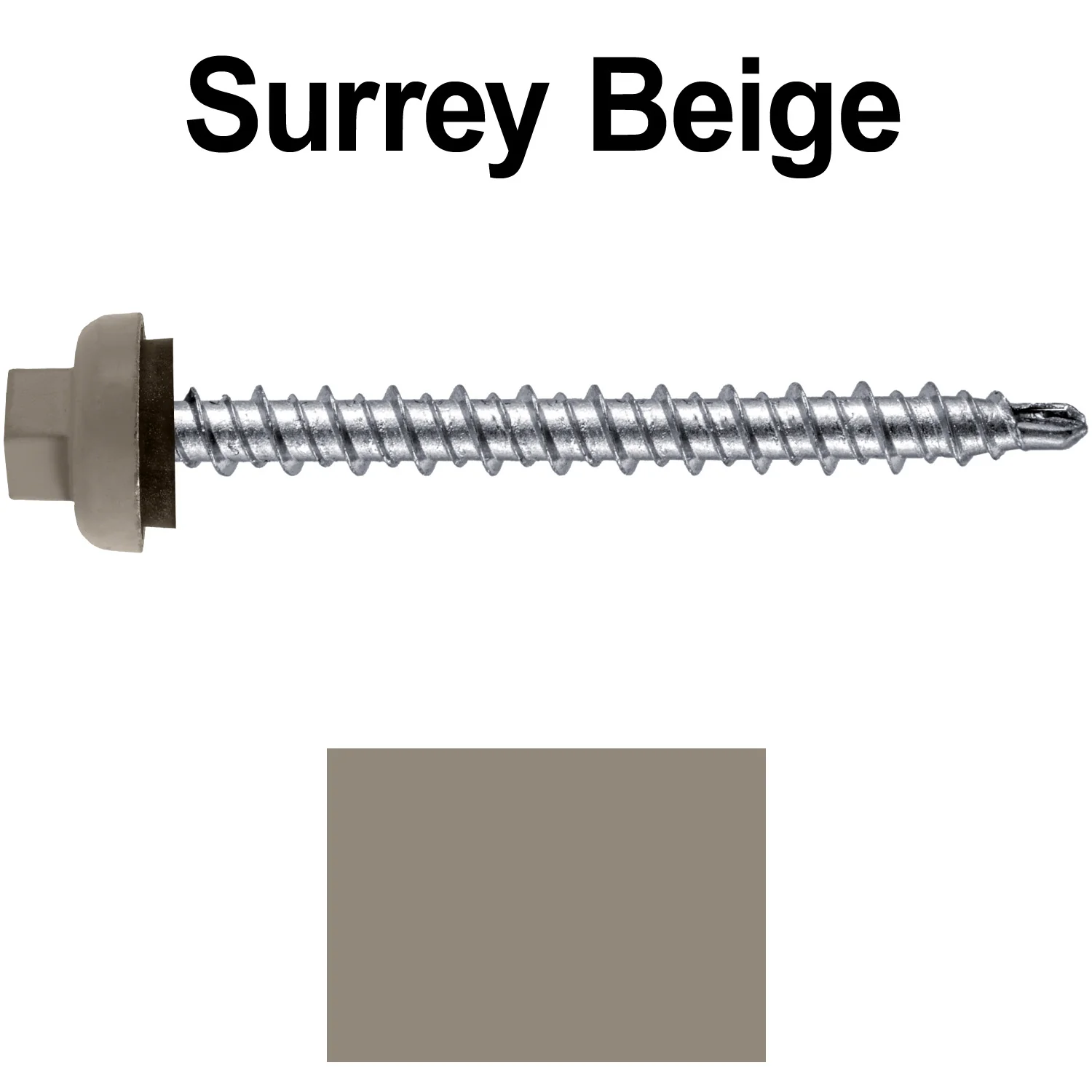 10 X 2” Zinc Aluminum Cap MINI-DRILLER Roofing Screws HI-LO THREAD Zinc Plated Carbon Steel Shank - EPDM Washer - Colored head - Image 14