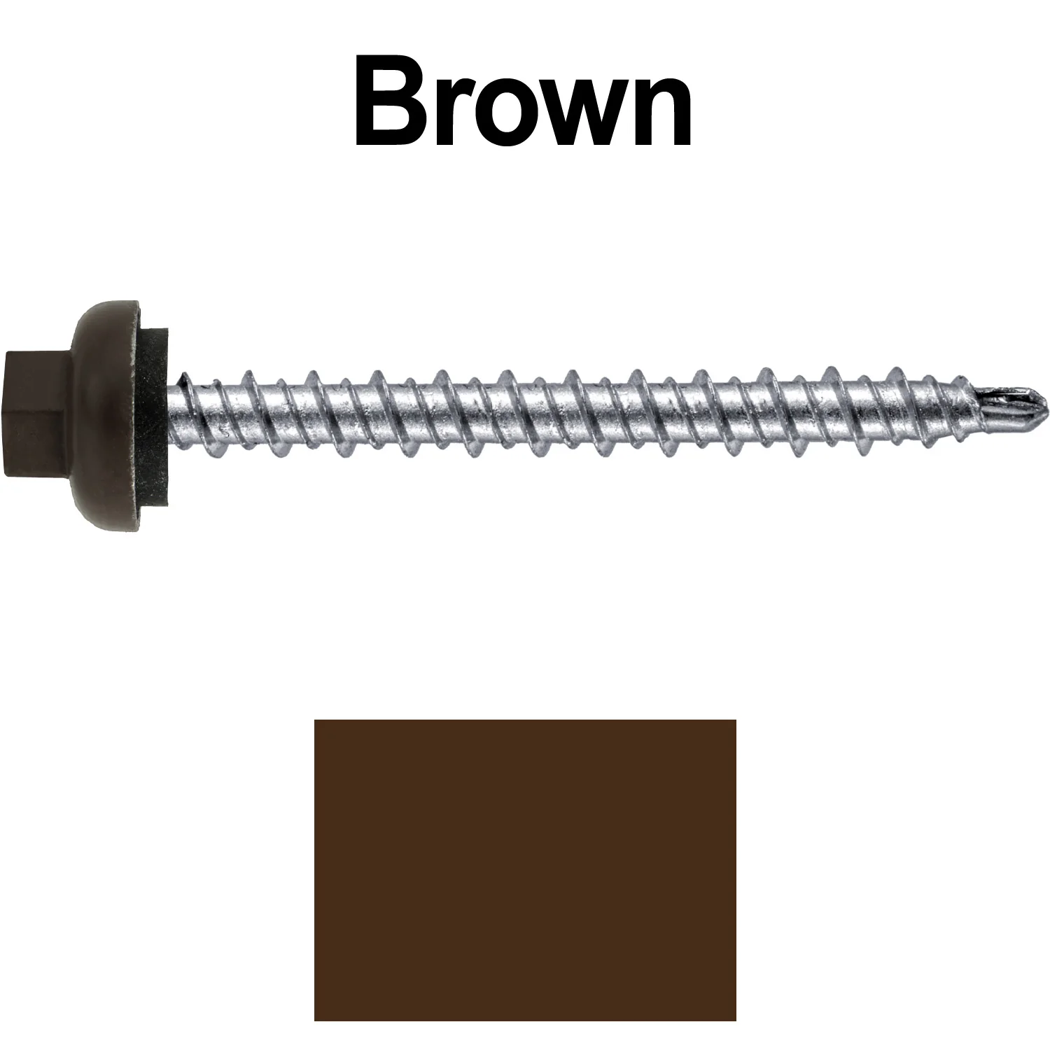 10 X 2” Zinc Aluminum Cap MINI-DRILLER Roofing Screws HI-LO THREAD Zinc Plated Carbon Steel Shank - EPDM Washer - Colored head - Image 16