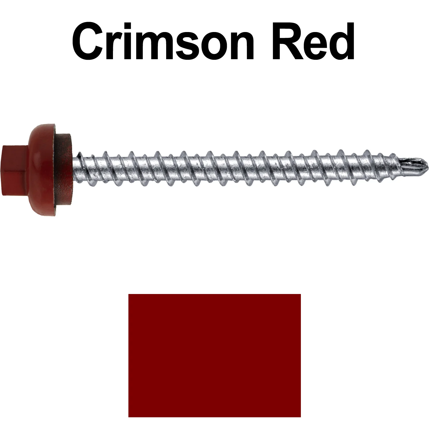 10 X 2” Zinc Aluminum Cap MINI-DRILLER Roofing Screws HI-LO THREAD Zinc Plated Carbon Steel Shank - EPDM Washer - Colored head - Image 28